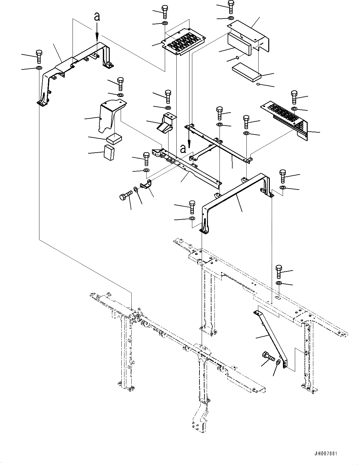 Схема запчастей Komatsu PC600LC-8R1 - КАБИНА РАМА, СТУПЕНИ И КРЫШКА(№7-) КАБИНА РАМА