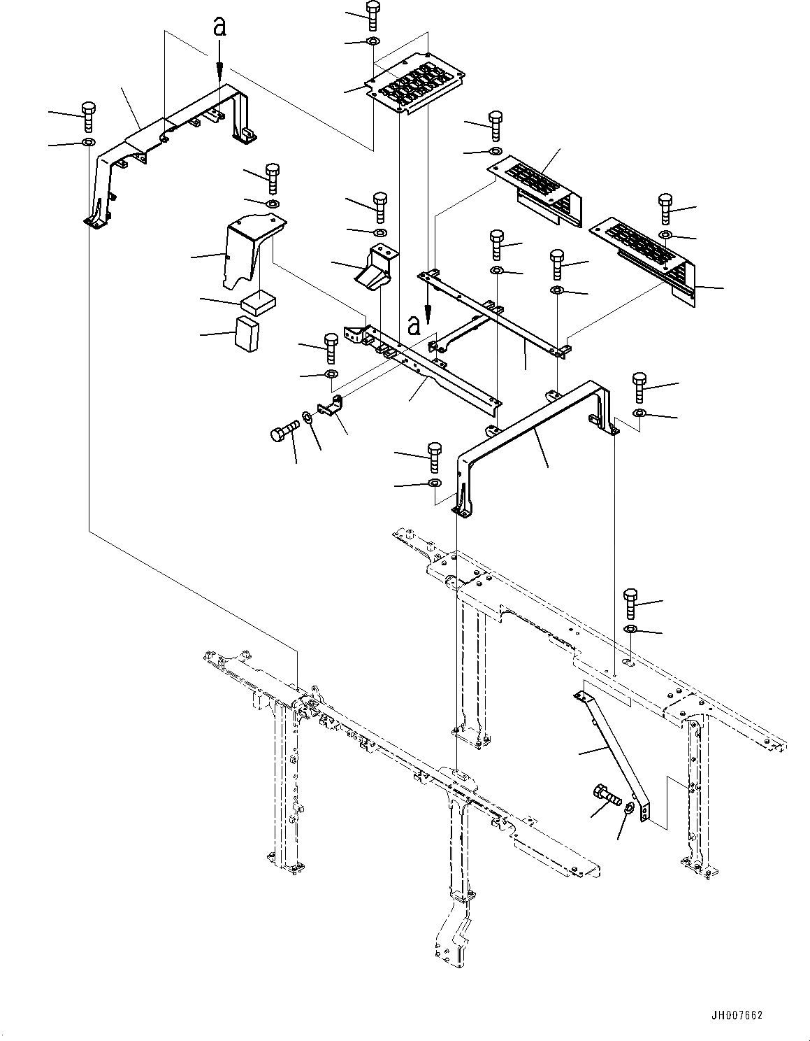 Схема запчастей Komatsu PC600LC-8R1 - КАБИНА РАМА, СТУПЕНИ И КРЫШКА(№7-) КАБИНА РАМА, ДЛЯ INDIA