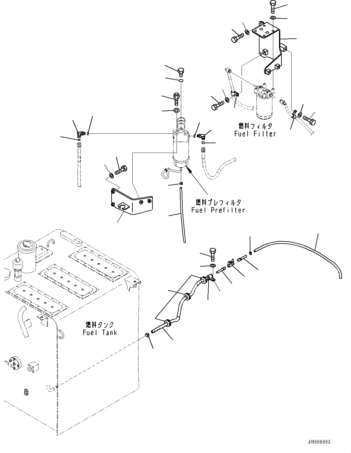 Схема запчастей Komatsu HB215LC-1M0 - ТОПЛИВН. ПОДАЮЩ. ТРУБЫ, ДРЕНАЖН. ТРУБЫ (№-) ТОПЛИВН. ПОДАЮЩ. ТРУБЫ, BAD ТОПЛИВН. И ПЛОХ. ТОПЛИВО СПЕЦ-ЯIFICATION, ВОДН.+DUST, УДАЛЕНН. ТОПЛИВН. ДРЕНАЖН.