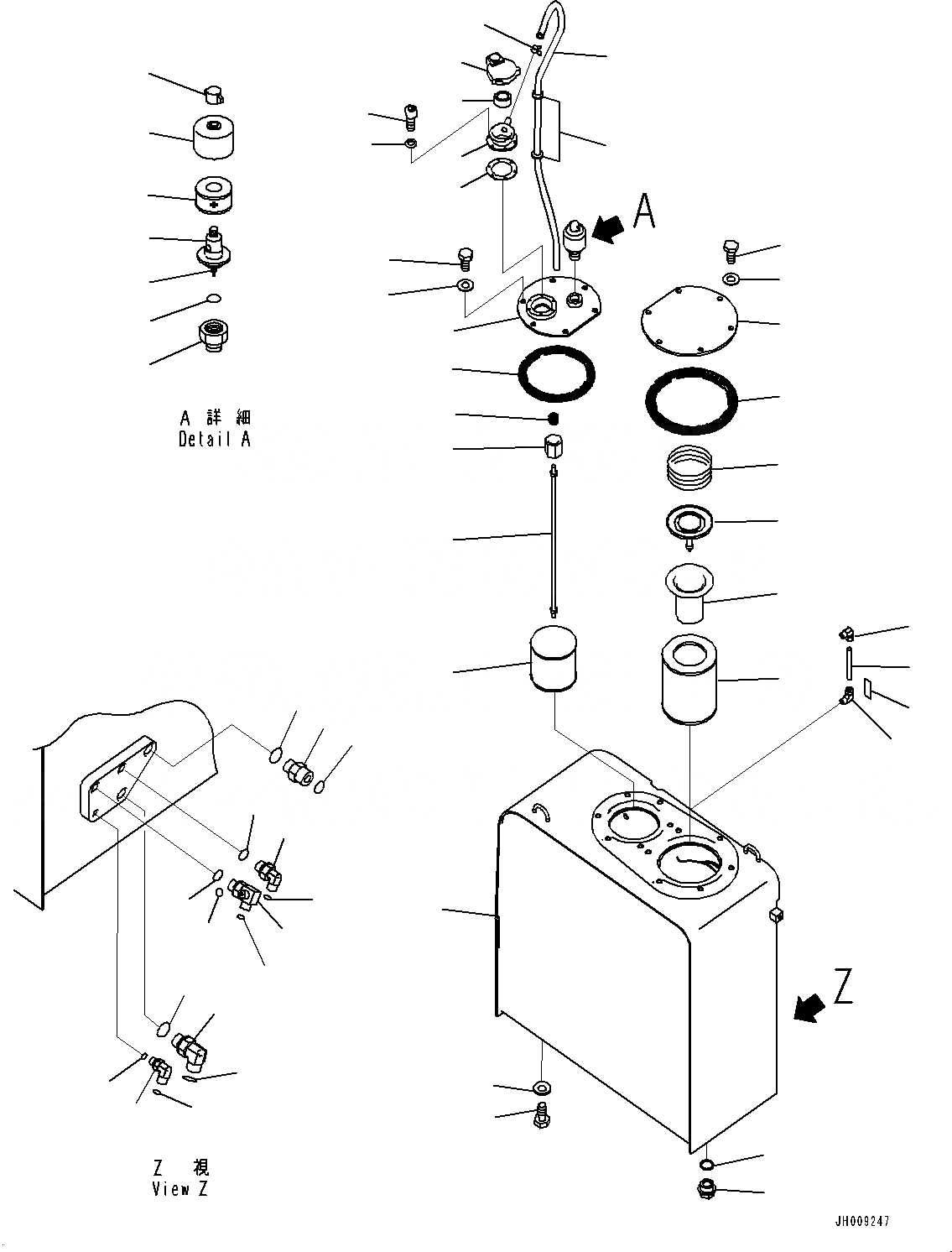 Схема запчастей Komatsu HB215LC-1M0 - ГИДР. БАК., (№-) ГИДР. БАК., -ДОПОЛН. АКТУАТОР ТРУБЫ, АККУМУЛЯТОР