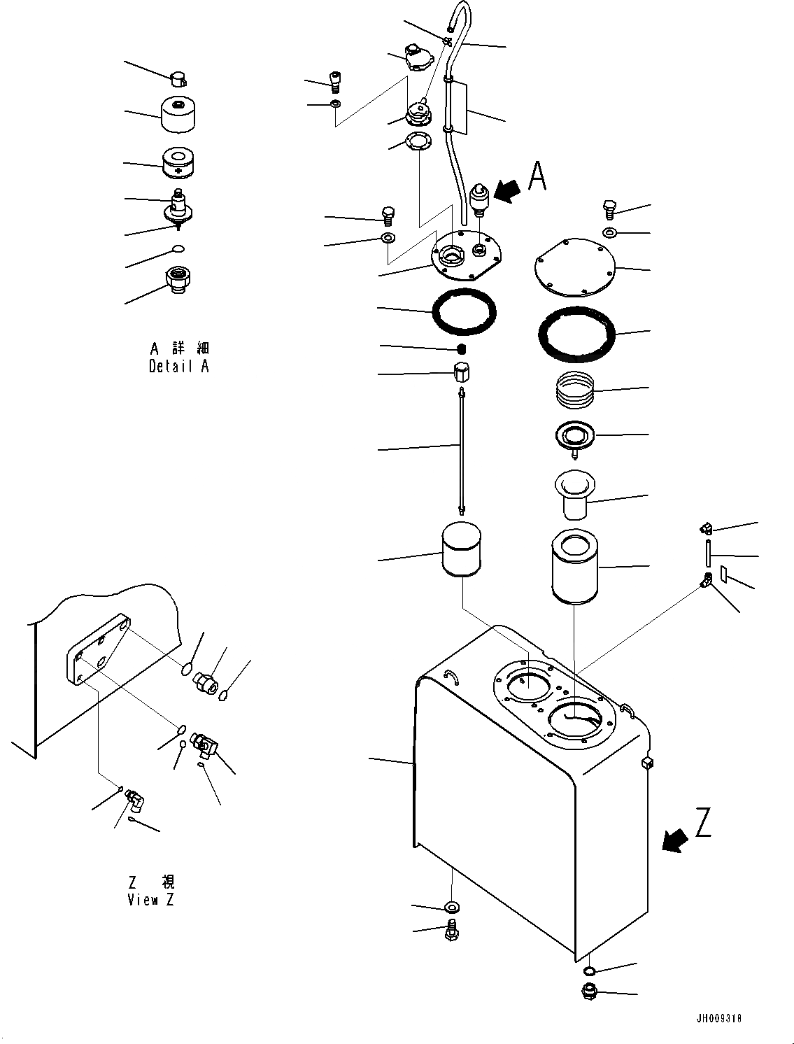 Схема запчастей Komatsu HB215LC-1M0 - ГИДР. БАК. (№-) ГИДР. БАК., -ДОПОЛН. АКТУАТОР ТРУБЫ, АККУМУЛЯТОР, СТРЕЛА ANTI-DROP КЛАПАН