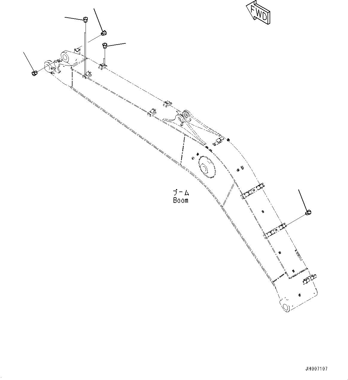 Схема запчастей Komatsu HB215LC-1M0 - СТРЕЛА, НАВЕСН. ОБОРУД ЗАГЛУШКА (№-) СТРЕЛА, 7MM УСИЛ. ТИП