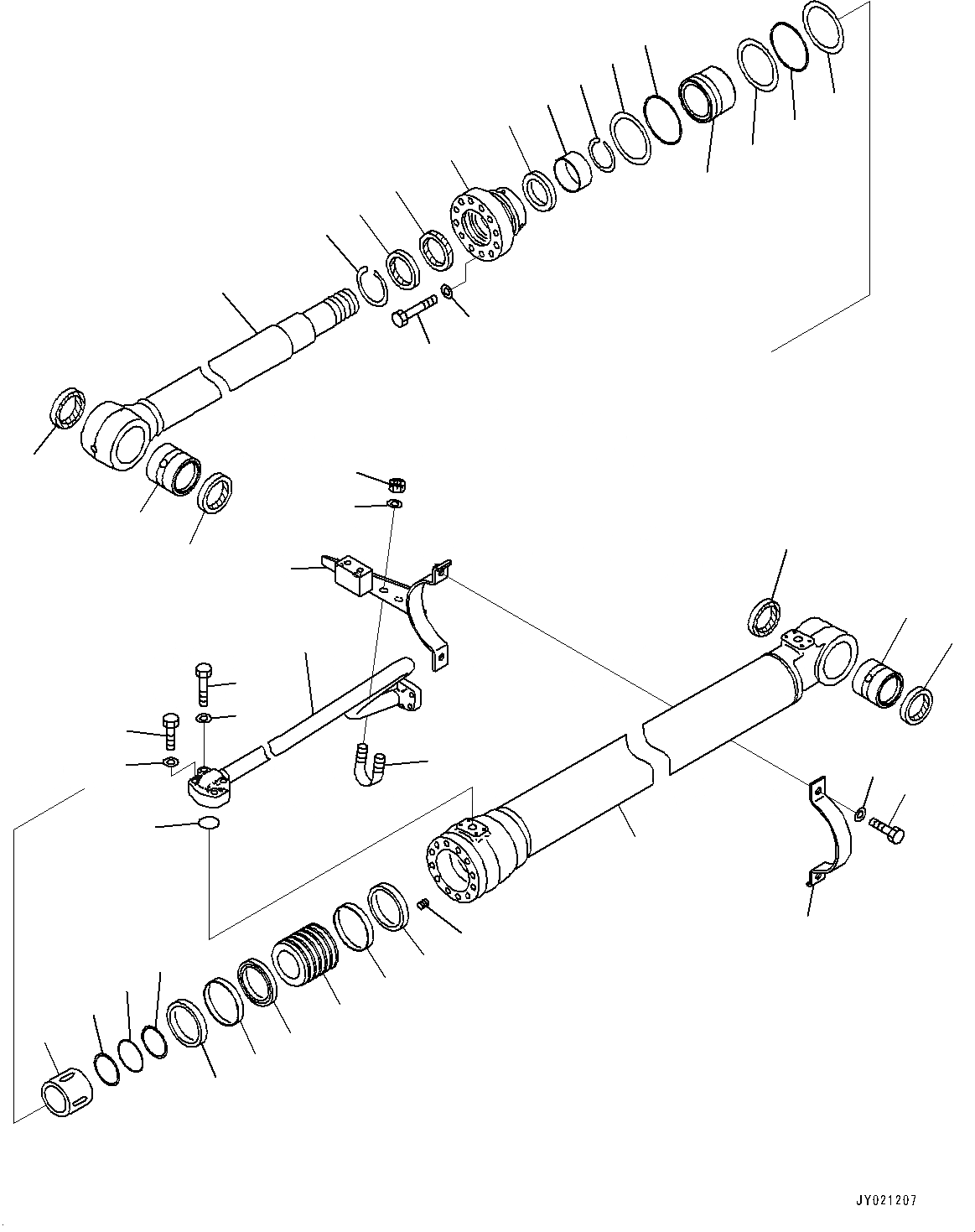 Схема запчастей Komatsu HB215LC-1M0 - ЦИЛИНДР СТРЕЛЫ, ЛЕВ. (№-) ЦИЛИНДР СТРЕЛЫ, 7MM УСИЛ. ТИП, -НАВЕСН. ОБОРУД, ЧАС. СМАЗКА INTERVAL, СТРЕЛА И РУКОЯТЬ ANTI-DROP КЛАПАН