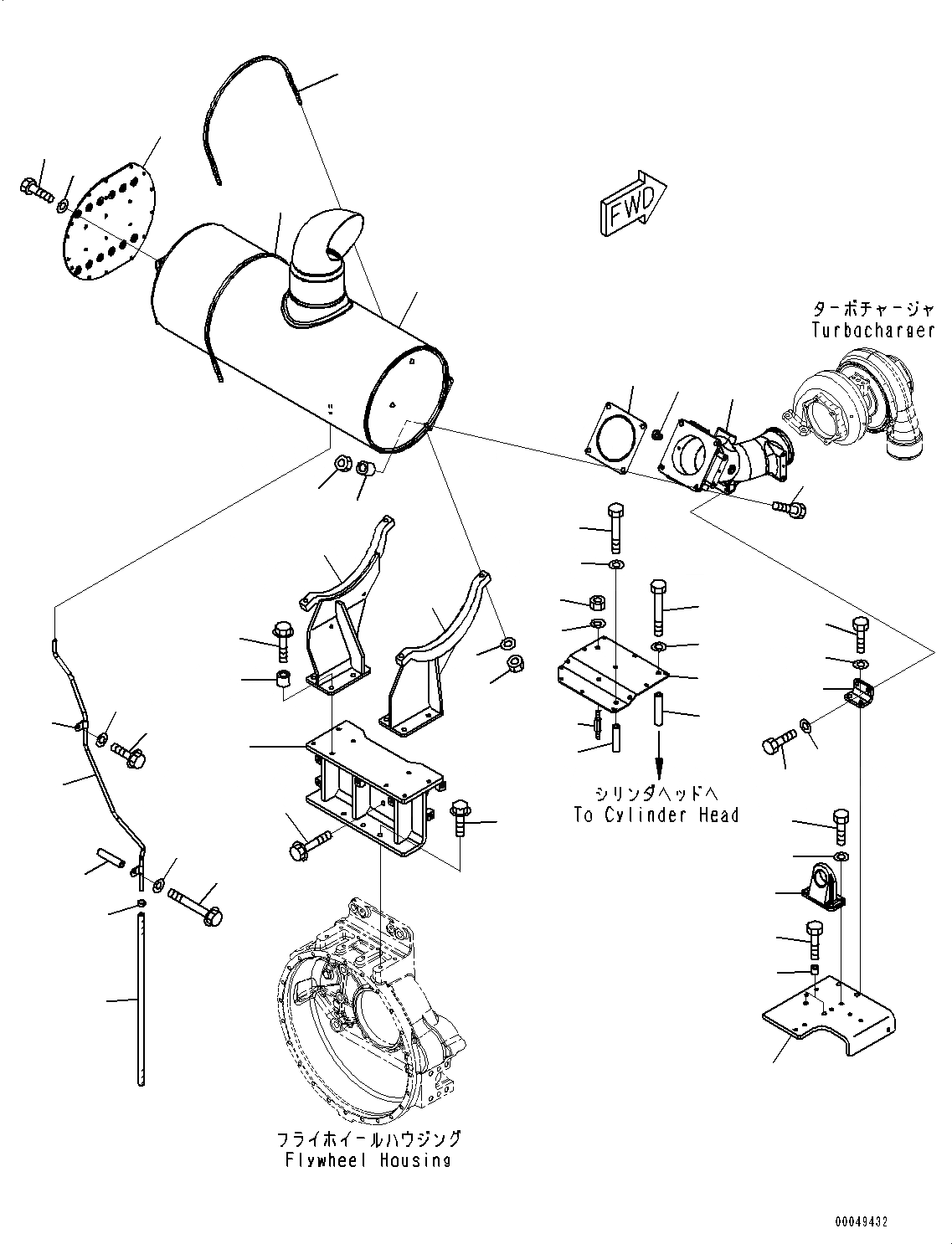 Схема запчастей Komatsu SAA6D140E-5RB - ВЫПУСКН. ГЛУШИТЕЛЬ (№7-) ВЫПУСКН. ГЛУШИТЕЛЬ
