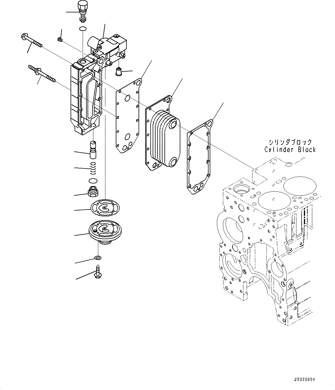Схема запчастей Komatsu SAA6D114E-3F - ДВИГАТЕЛЬ МАСЛООХЛАДИТЕЛЬ (№87-) ДВИГАТЕЛЬ МАСЛООХЛАДИТЕЛЬ