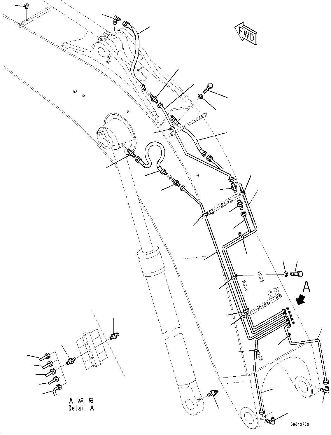 Схема запчастей Komatsu PC800-8R1 - СТРЕЛА, СМАЗКА (№7-) СТРЕЛА, 8MM
