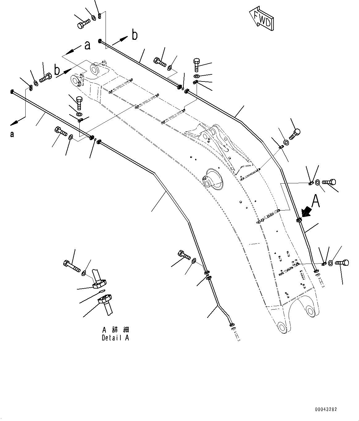 Схема запчастей Komatsu PC800LC-8R1 - СТРЕЛА, ЦИЛИНДР КОВША ТРУБЫ (№7-) СТРЕЛА, 8MM
