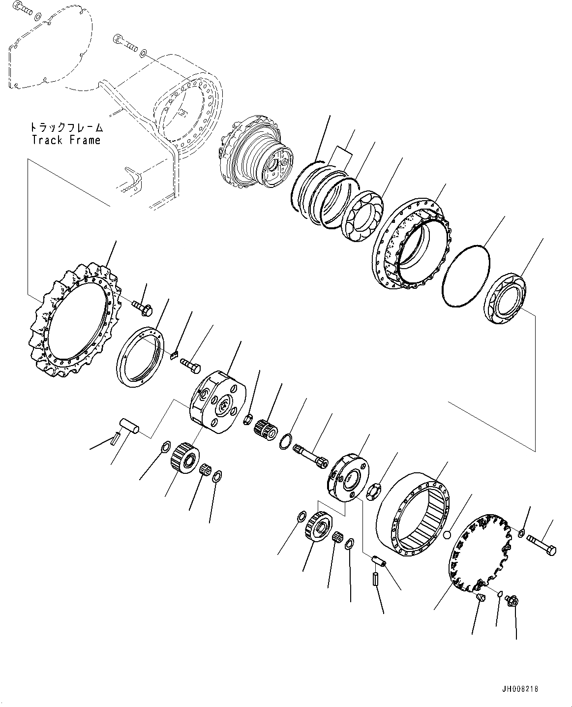 Схема запчастей Komatsu PC300LC-8M0 - МОТОР ХОДА И КОНЕЧНАЯ ПЕРЕДАЧА, НЕСУЩИЙ ЭЛЕМЕНТ, ЛЕВ. (№8-) МОТОР ХОДА И КОНЕЧНАЯ ПЕРЕДАЧА