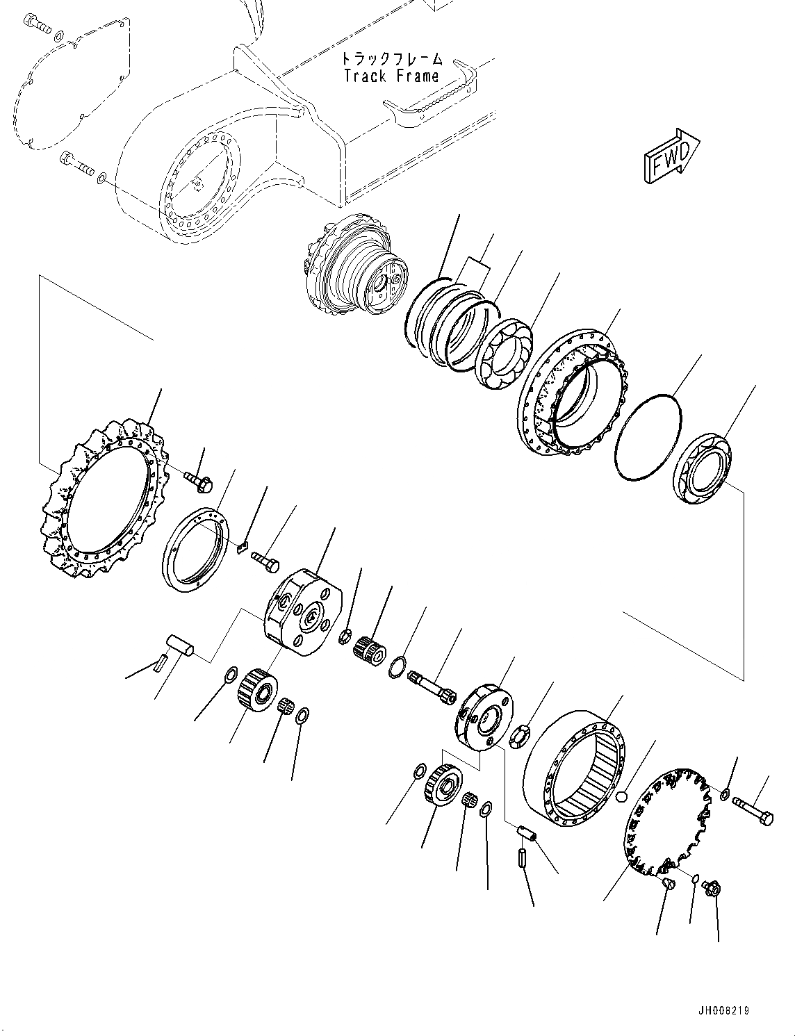 Схема запчастей Komatsu PC300LC-8M0 - МОТОР ХОДА И КОНЕЧНАЯ ПЕРЕДАЧА, НЕСУЩИЙ ЭЛЕМЕНТ, ПРАВ. (№8-) МОТОР ХОДА И КОНЕЧНАЯ ПЕРЕДАЧА