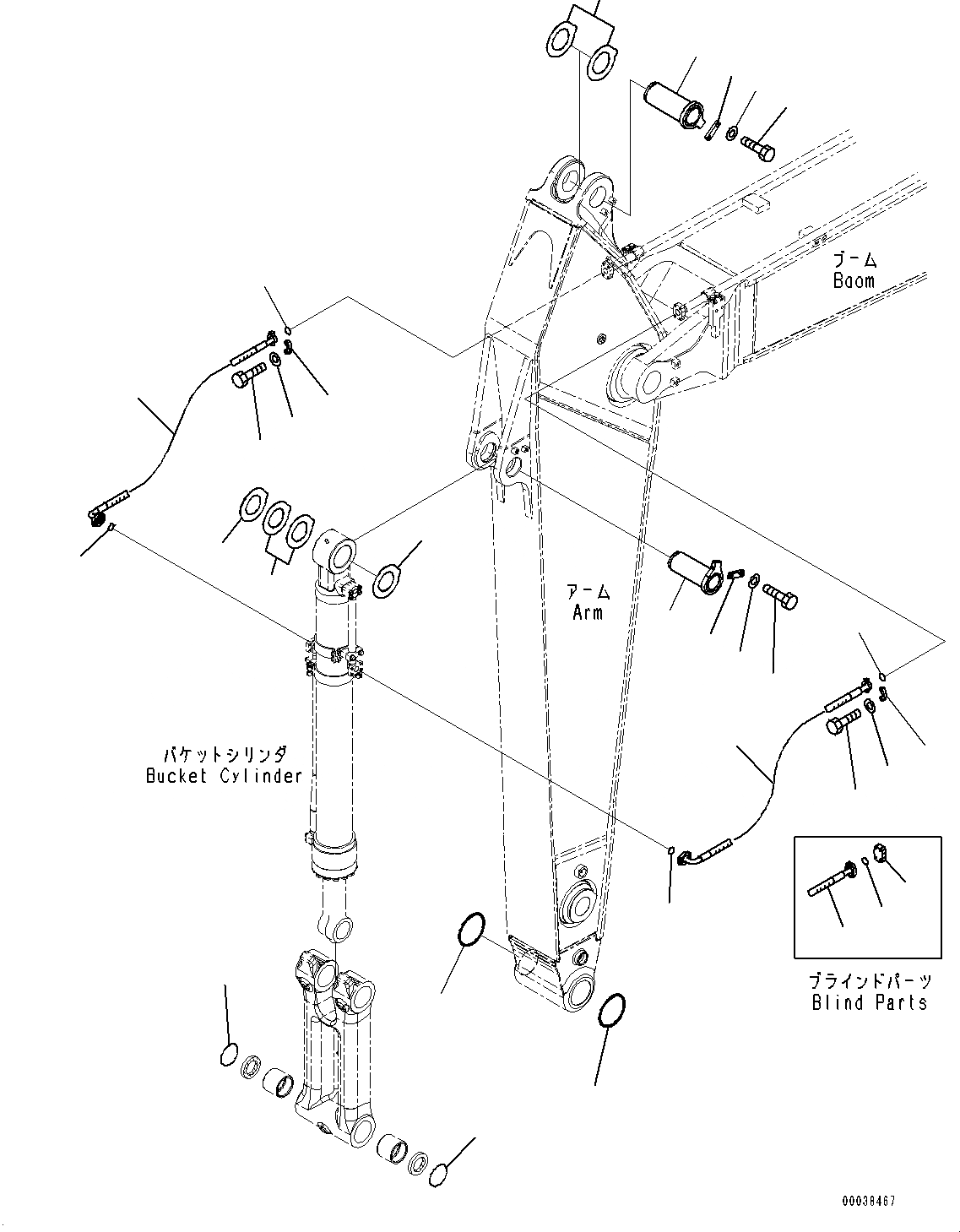 Схема запчастей Komatsu PC300LC-8M0 - РУКОЯТЬ, ПАТРУБКИ ЦИЛИНДРА КОВША И ПАЛЕЦ (№8-) РУКОЯТЬ, MM, С -ДОПОЛН. АКТУАТОР ТРУБЫ