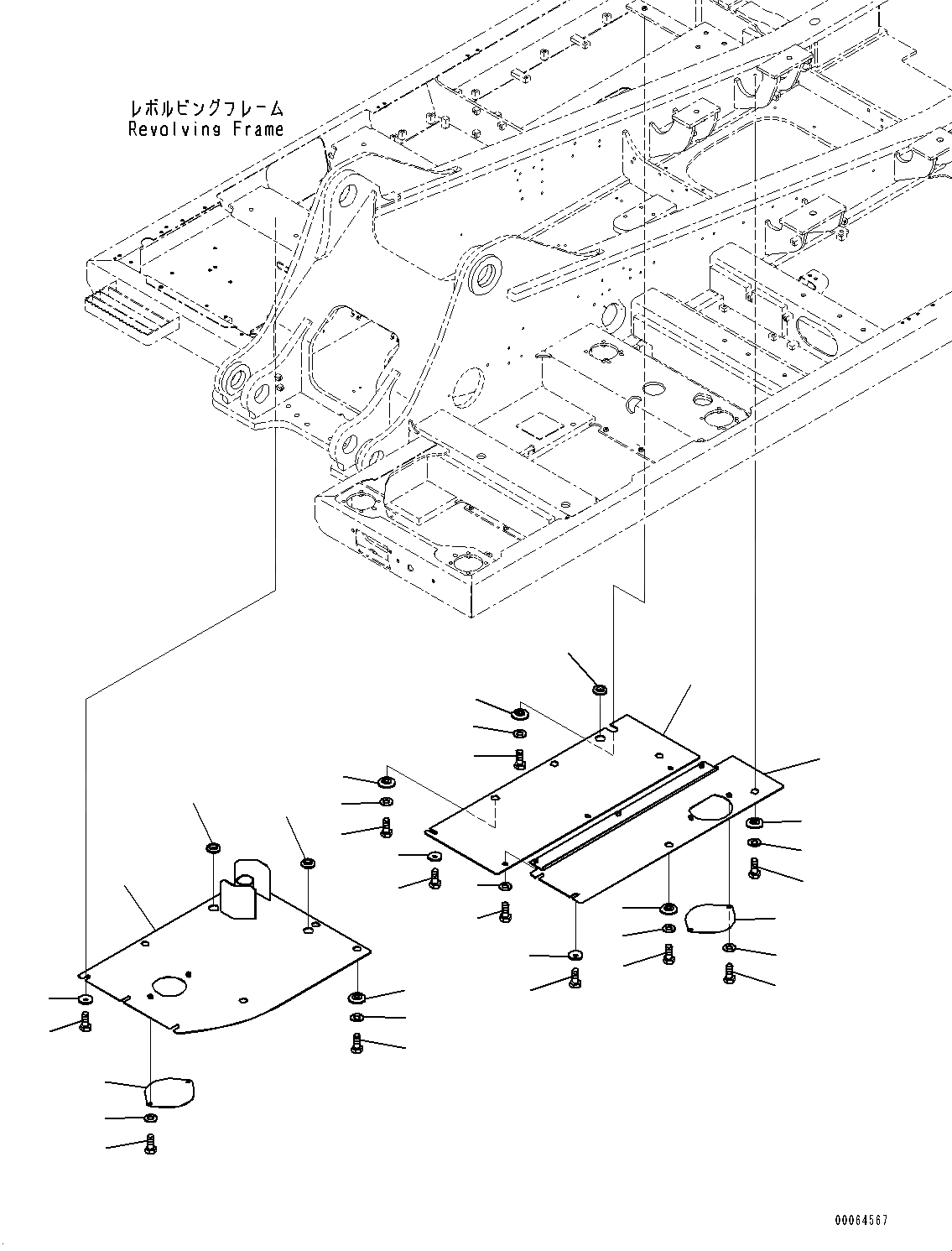 Схема запчастей Komatsu PC350-8M0 - НИЖН. КРЫШКА, (/) (№8-) НИЖН. КРЫШКА, PROVISION ДЛЯ ЗАПРАВОЧН.LING НАСОС