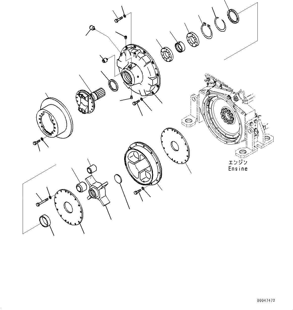 Схема запчастей Komatsu WA600-6 - ДВИГАТЕЛЬ, ДЕМПФЕР (№8-) ДВИГАТЕЛЬ