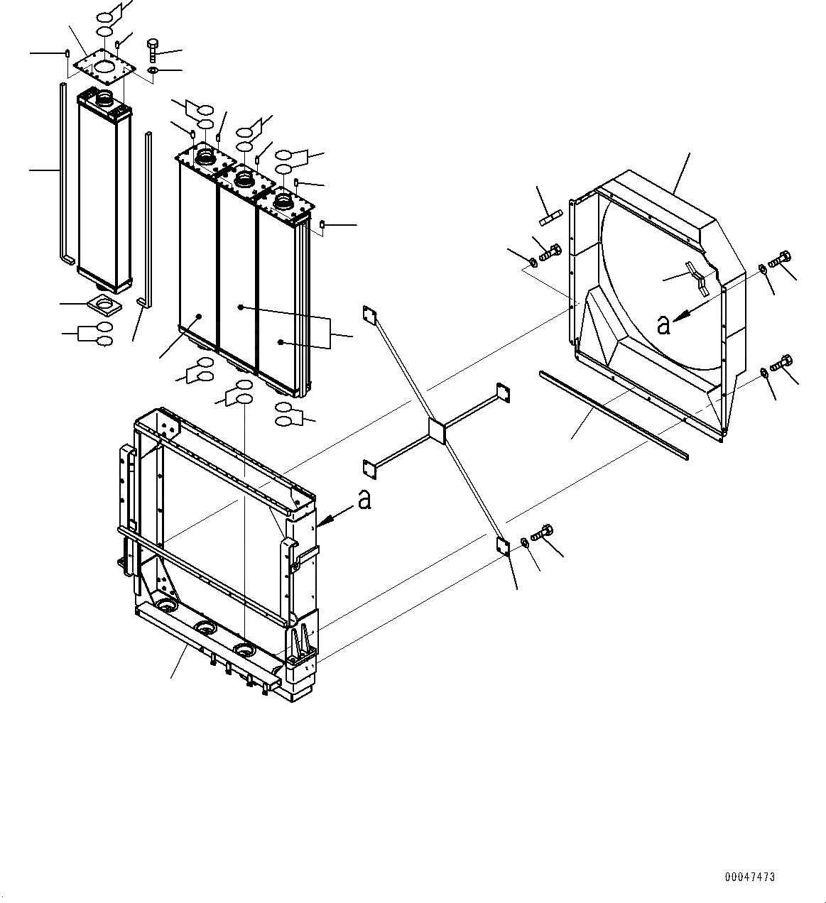 Схема запчастей Komatsu WA600-6 - РАДИАТОР, ВНУТР. ЧАСТИ (/) (№-) РАДИАТОР