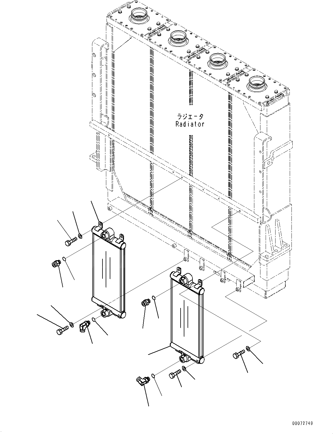 Схема запчастей Komatsu WA600-6 - РАДИАТОР, ТОРМОЗ. МАСЛООХЛАДИТЕЛЬ (№-) РАДИАТОР