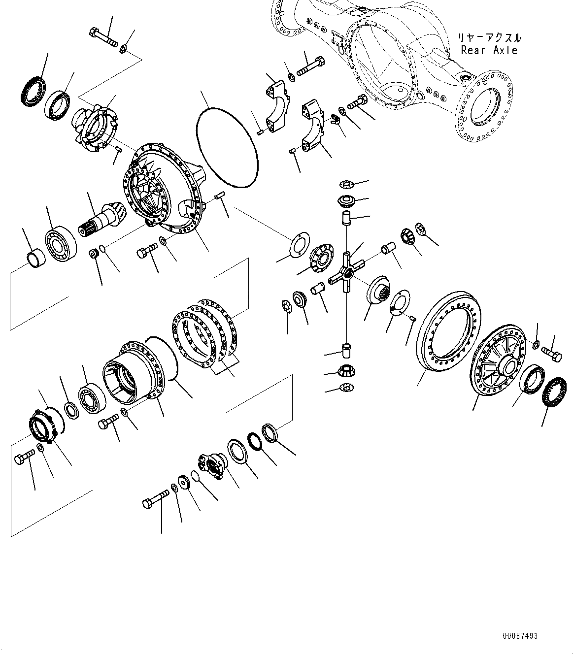 Схема запчастей Komatsu WA600-6 - ЗАДН. МОСТ, ДИФФЕРЕНЦ. (№8-8) ЗАДН. МОСТ, С ТОРМОЗ. МАСЛ. СИСТЕМА ОХЛАЖДЕНИЯ