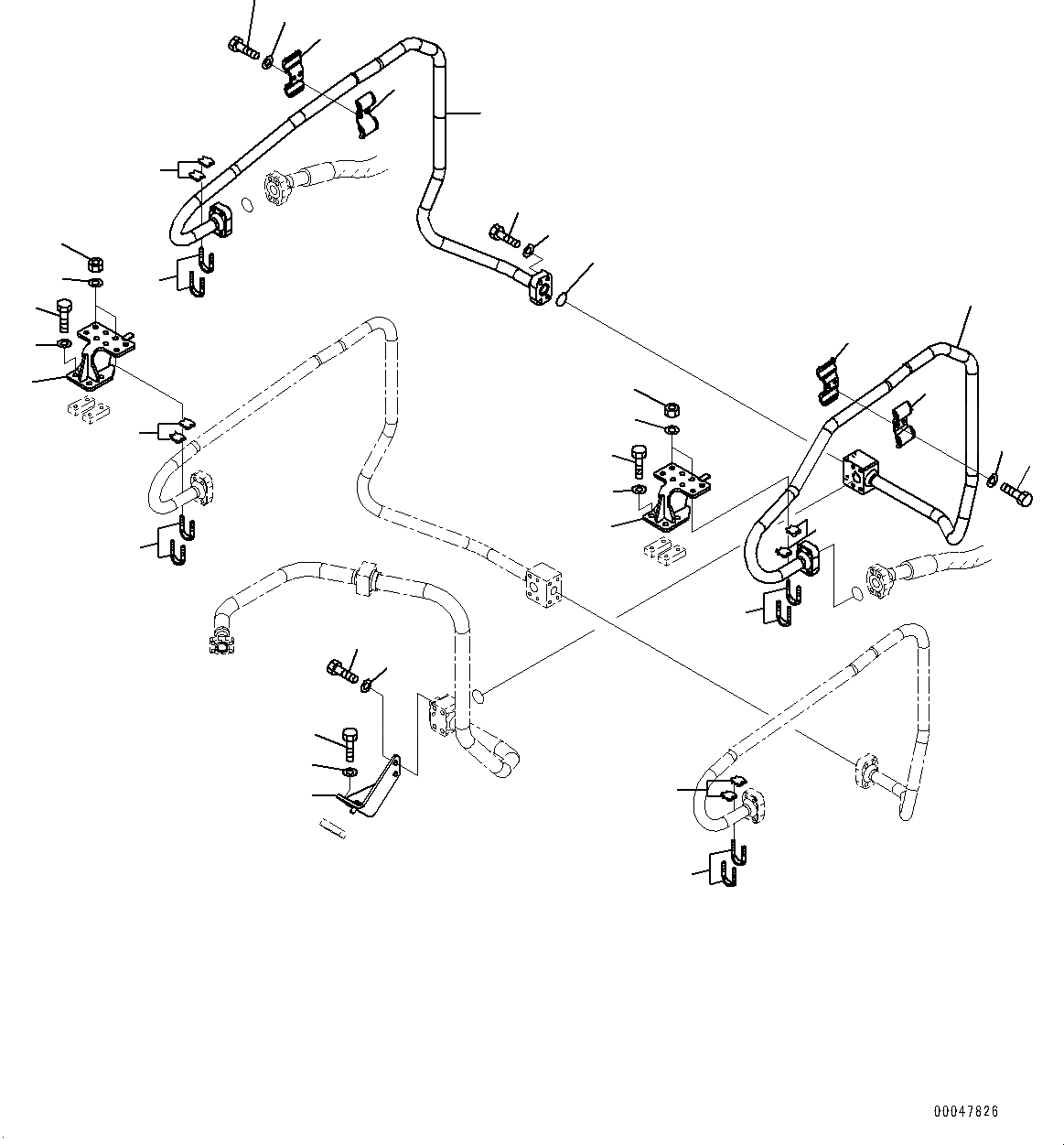 Схема запчастей Komatsu WA600-6 - ГИДРОЛИНИЯ, ГИДРОЦИЛИНДР ПОДЪЕМА ТРУБЫ (/) (№-) ГИДРОЛИНИЯ
