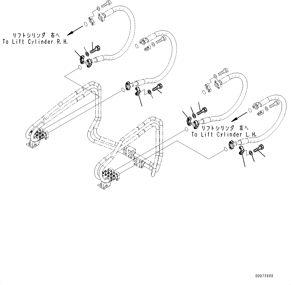 Схема запчастей Komatsu WA600-6 - ГИДРОЛИНИЯ, ГИДРОЦИЛИНДР ПОДЪЕМА ТРУБЫ (/) (№-) ГИДРОЛИНИЯ