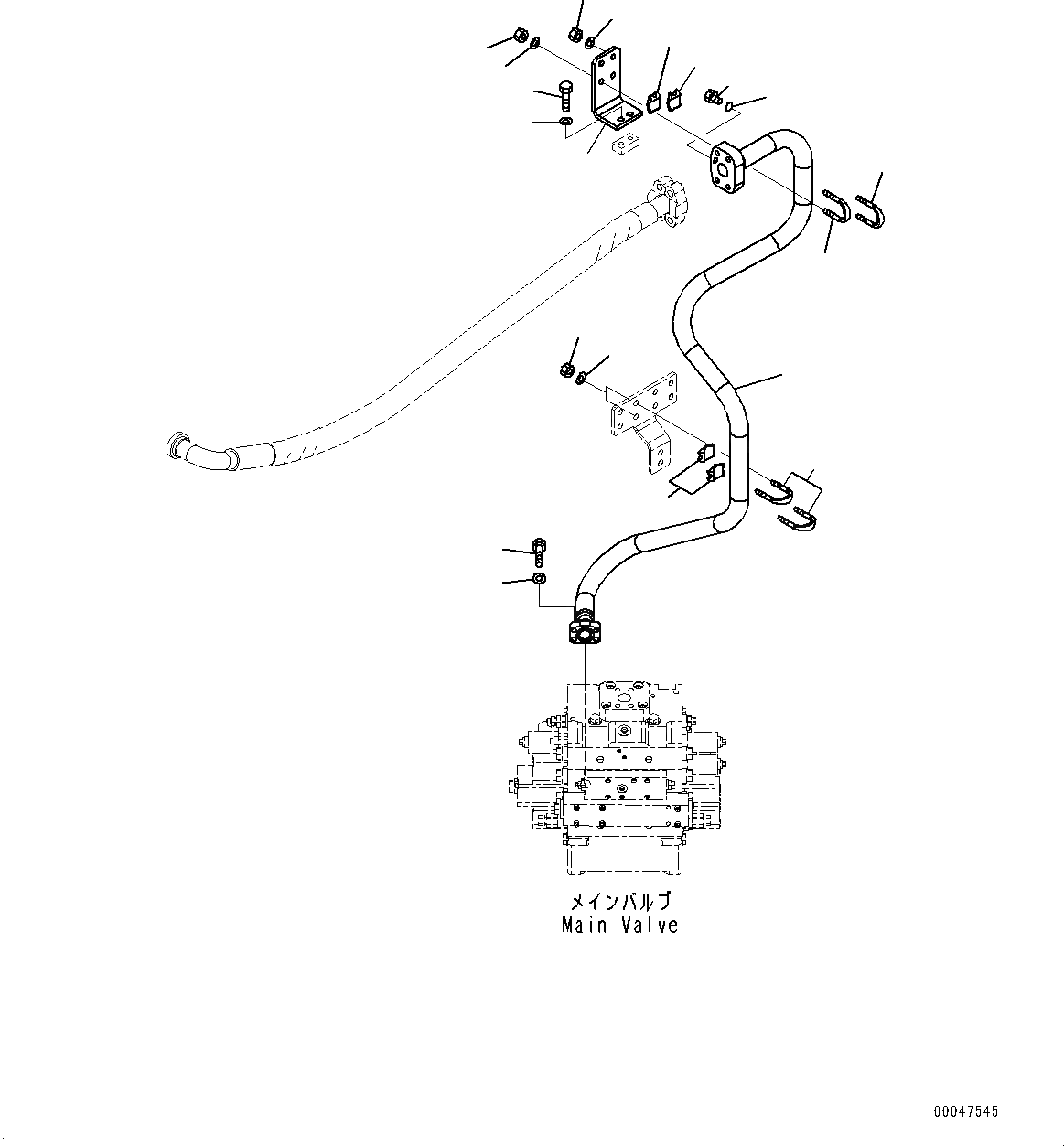 Схема запчастей Komatsu WA600-6 - ГИДРОЛИНИЯ, ГИДРОЦИЛИНДР КОВША ТРУБЫ (/) (№-) ГИДРОЛИНИЯ
