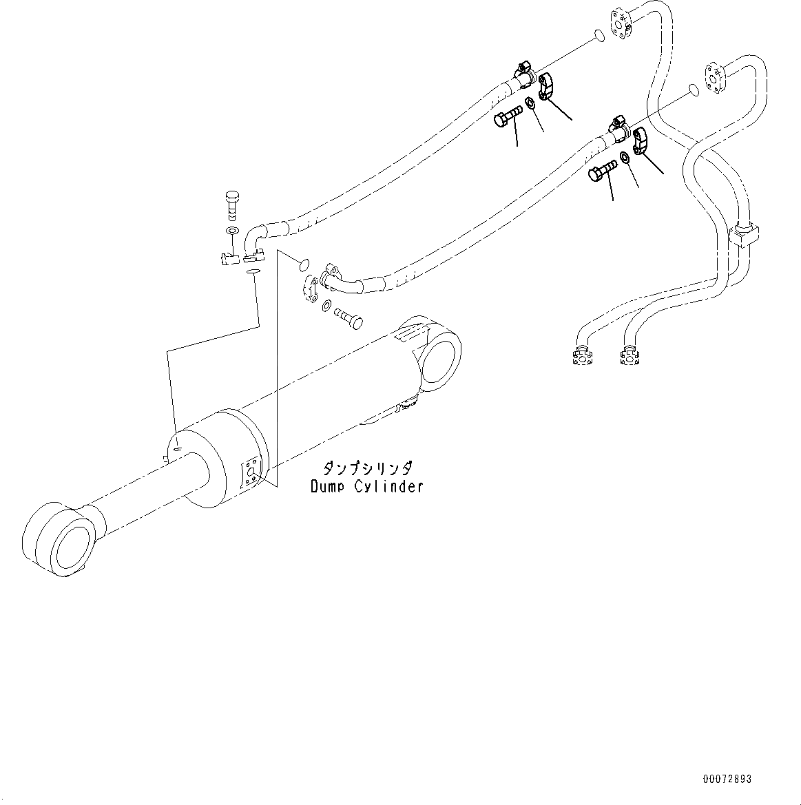 Схема запчастей Komatsu WA600-6 - ГИДРОЛИНИЯ, ГИДРОЦИЛИНДР КОВША ТРУБЫ (/) (№-) ГИДРОЛИНИЯ