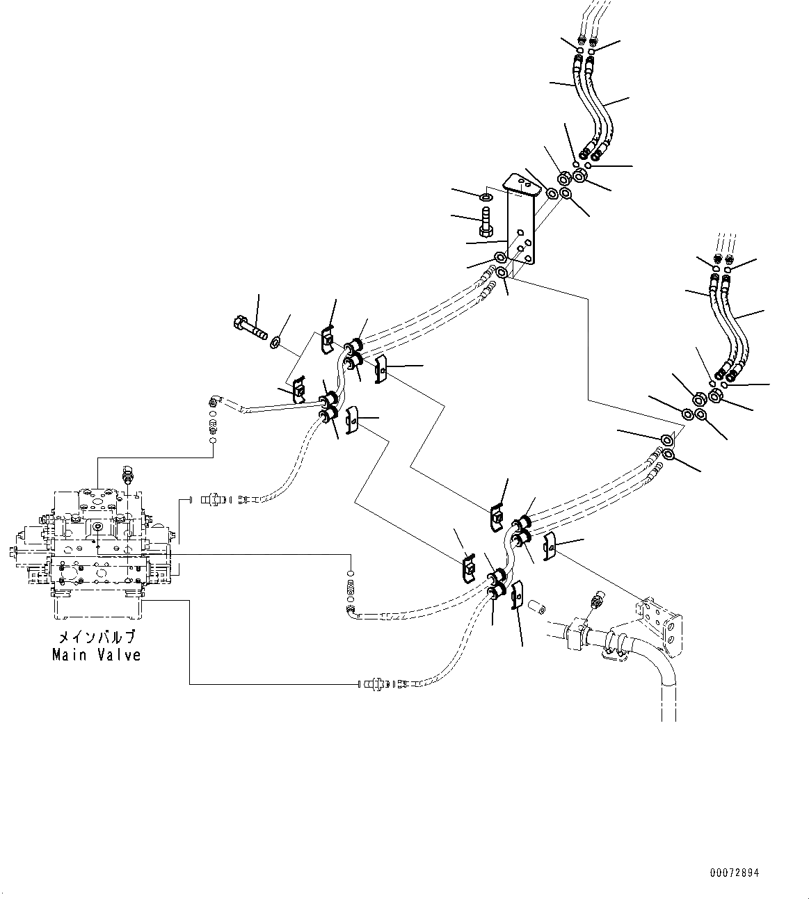 Схема запчастей Komatsu WA600-6 - ГИДРОЛИНИЯ, ТРУБЫ (№-) ГИДРОЛИНИЯ