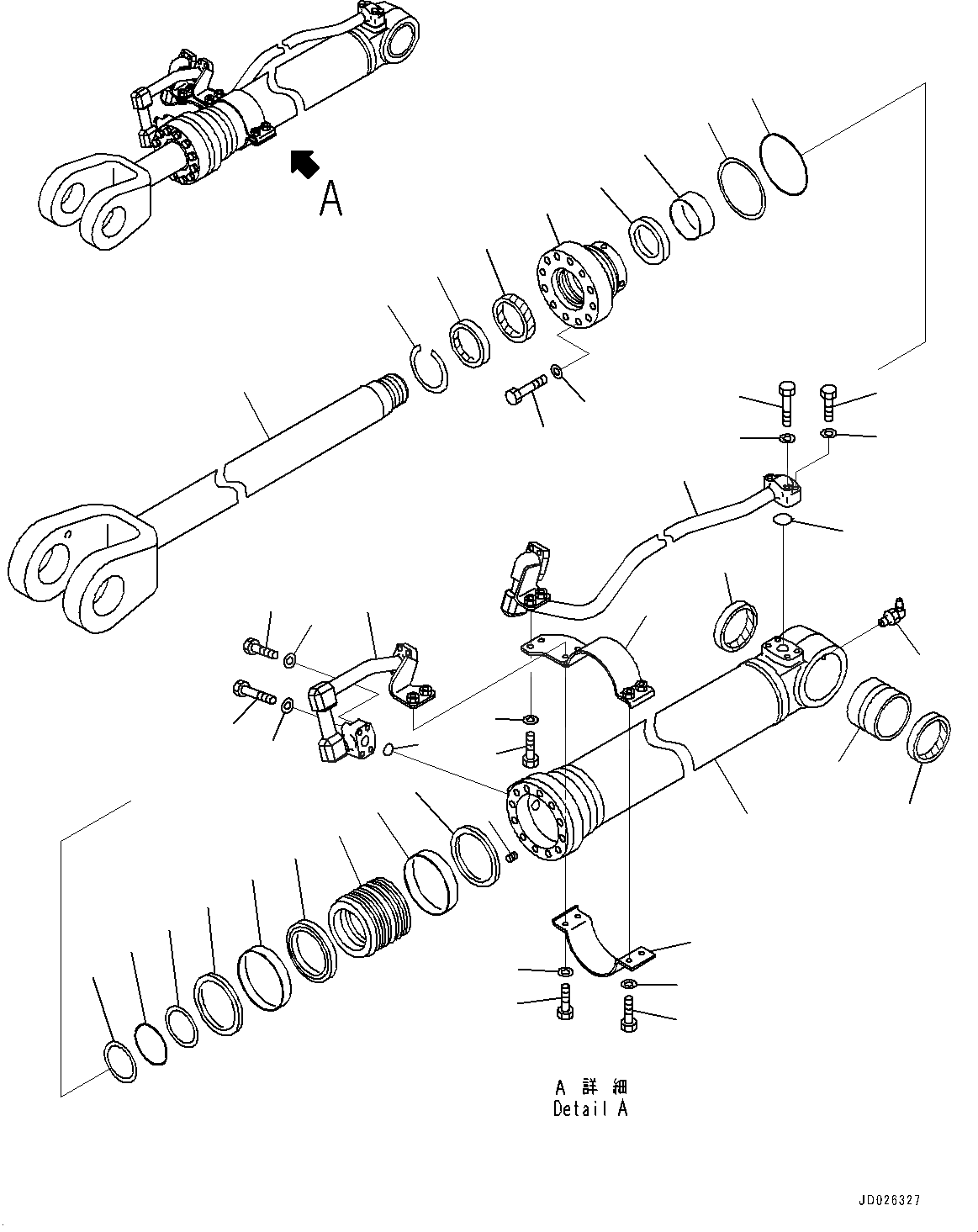 Схема запчастей Komatsu WA600-6 - ЦИЛИНДР РУЛЕВ. УПР-Я, ВНУТР. ЧАСТИ, ПРАВ. (№8-) ЦИЛИНДР РУЛЕВ. УПР-Я, С АВТОМАТИЧ. СМАЗКОЙ СИСТЕМА