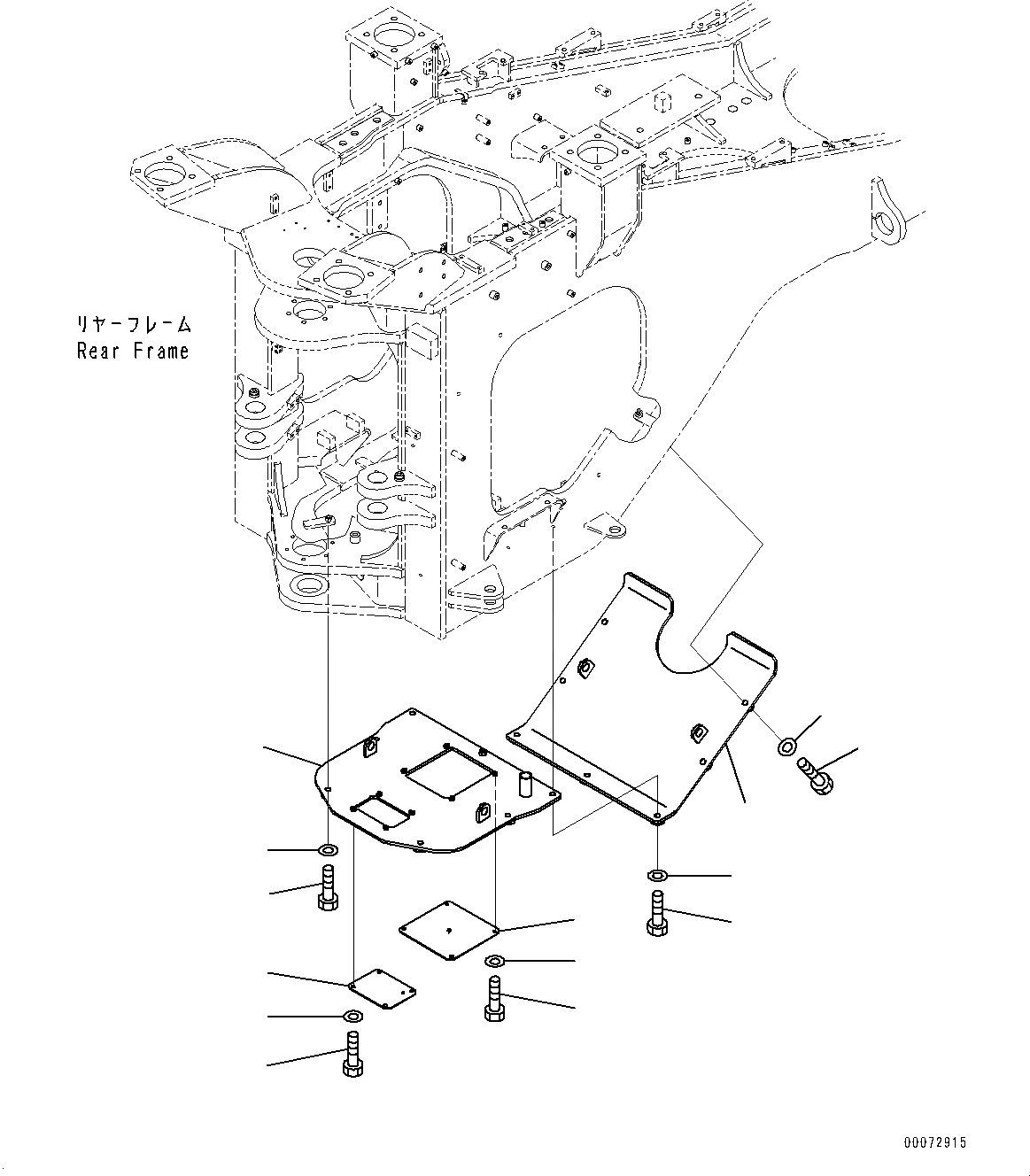 Схема запчастей Komatsu WA600-6 - СОЧЛ. СОЕД. БЛОКИР. BAR И РАМА COVER, ЧАСТИ КОРПУСА (№-) СОЧЛ. СОЕД. БЛОКИР. BAR И РАМА COVER