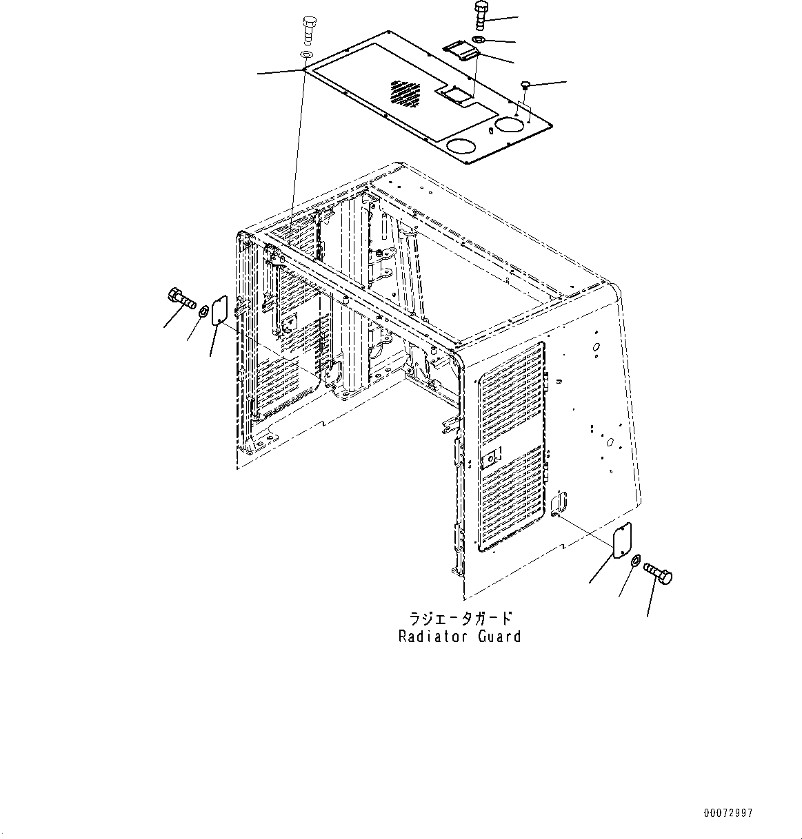 Схема запчастей Komatsu WA600-6 - КАПОТ, РАДИАТОР COVER, ВЕРХН. (№-) КАПОТ