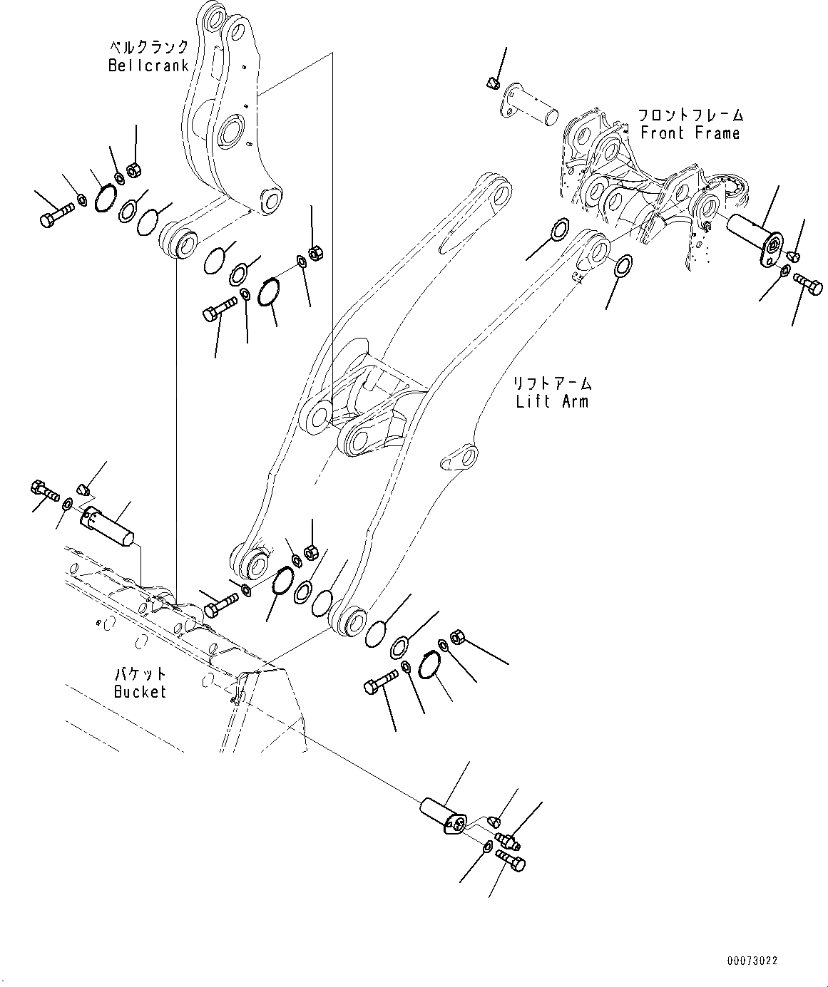 Схема запчастей Komatsu WA600-6 - РУКОЯТЬ И BELL CRANK, КРЕПЛЕНИЕ (/) (№-) РУКОЯТЬ И BELL CRANK