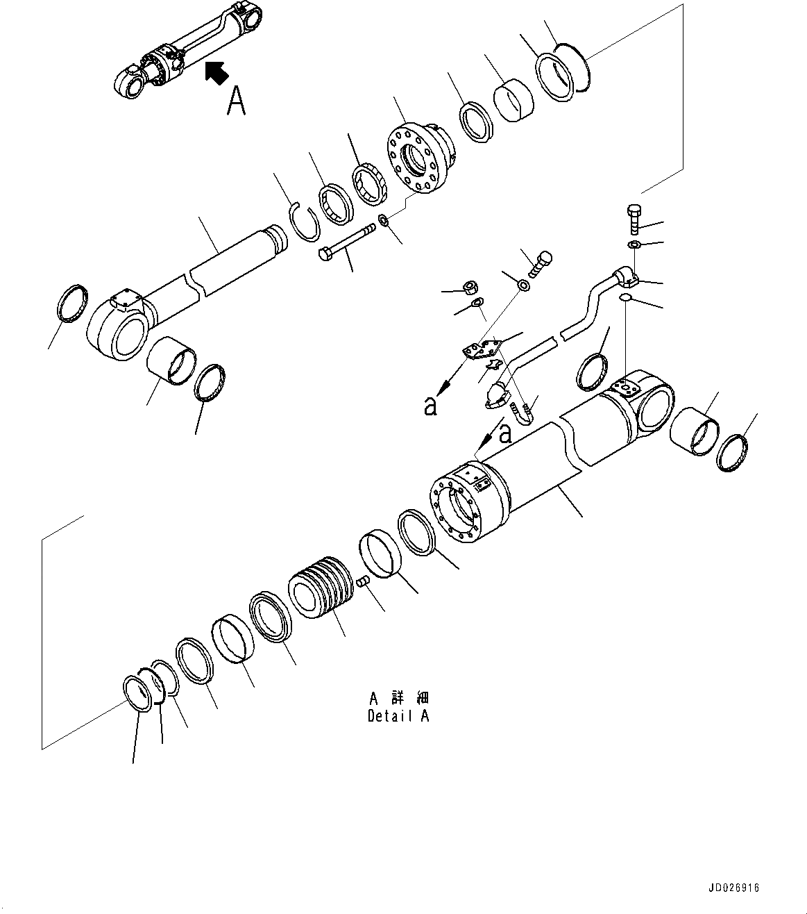 Схема запчастей Komatsu WA600-6 - ГИДРОЦИЛИНДР КОВША, ВНУТР. ЧАСТИ (№8-) ГИДРОЦИЛИНДР КОВША, 8MM РУКОЯТЬ