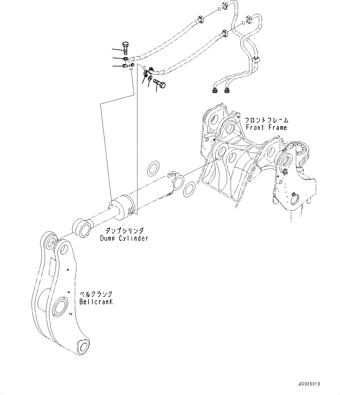 Схема запчастей Komatsu WA600-6 - ГИДРОЦИЛИНДР КОВША, ТРУБЫ (№8-) ГИДРОЦИЛИНДР КОВША, 8MM РУКОЯТЬ