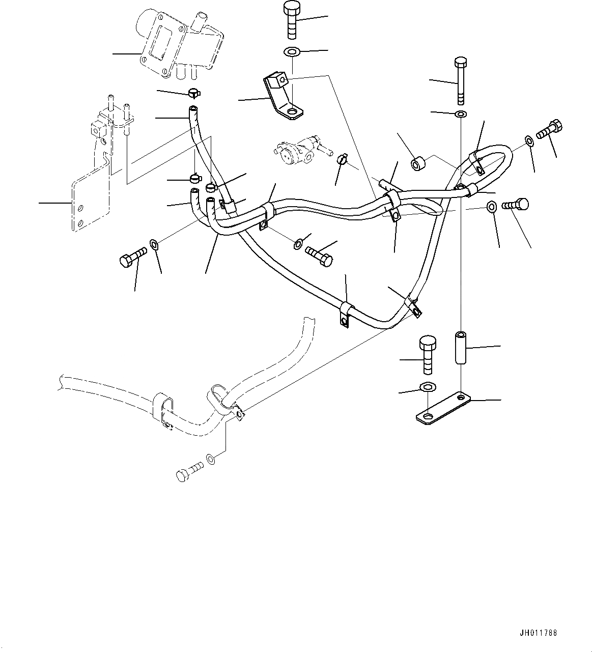 Схема запчастей Komatsu PC490LC-11 - DEF ТРУБЫ, DOSING MODULE ХЛАДАГЕНТ ШЛАНГИ (№8-) DEF ТРУБЫ