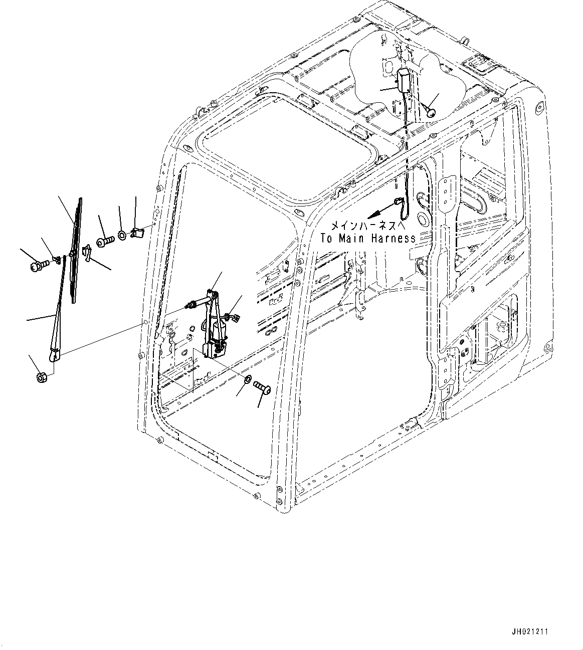 Схема запчастей Komatsu PC490LC-11 - КАБИНА, ДВОРНИКИ И ОСВЕЩЕНИЕ (№8-) КАБИНА, ЗАЩИТА ОТ ВАНДАЛИЗМА, -ДОПОЛН. АКТУАТОР ТРУБЫ, АККУМУЛЯТОР