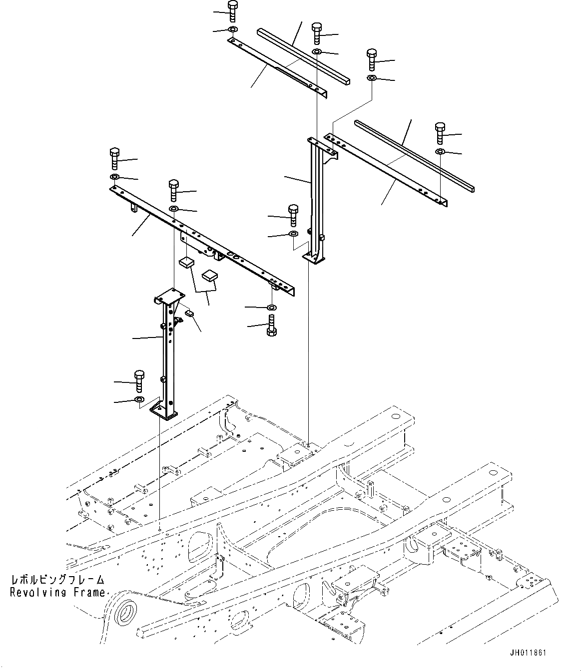 Схема запчастей Komatsu PC490LC-11 - КАБИНА РАМА (№8-) КАБИНА РАМА