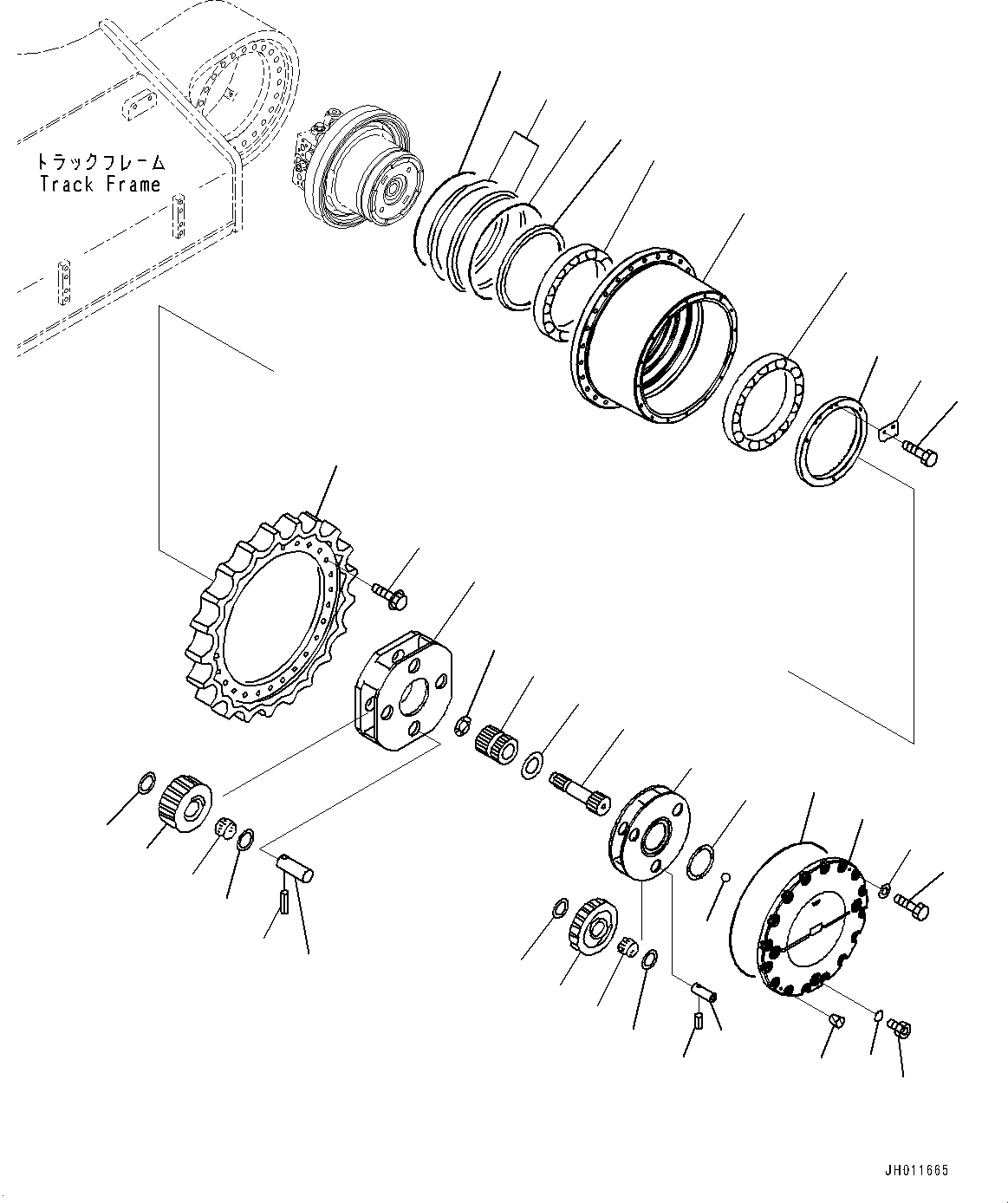 Схема запчастей Komatsu PC490LC-11 - МОТОР ХОДА И КОНЕЧНАЯ ПЕРЕДАЧА, 1 И 2 НЕСУЩИЙ ЭЛЕМЕНТ, ЛЕВ. (№8-) МОТОР ХОДА И КОНЕЧНАЯ ПЕРЕДАЧА