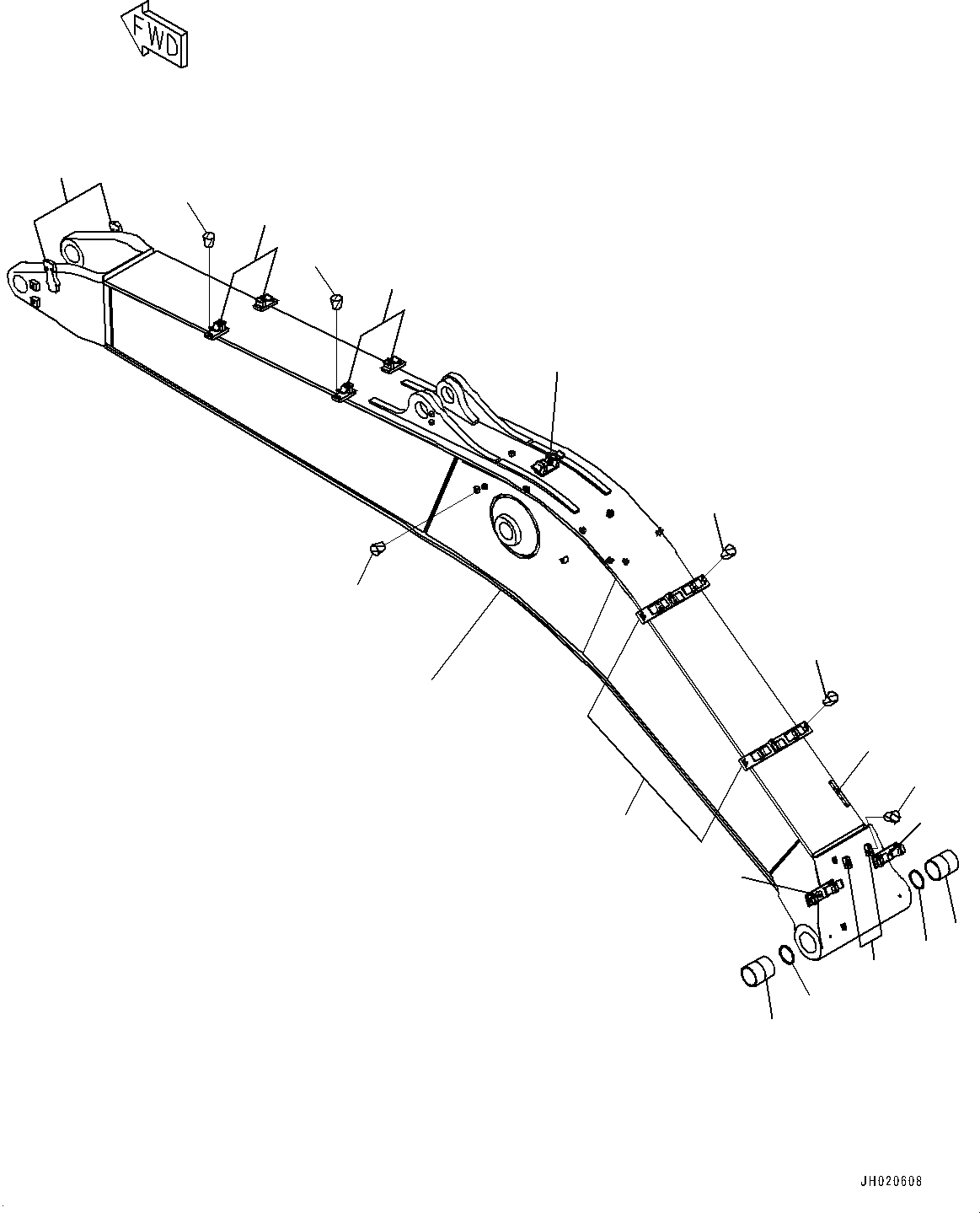 Схема запчастей Komatsu PC490LC-11 - СТРЕЛА, СТРЕЛА И ВТУЛКА (№89-) СТРЕЛА, 7MM УСИЛ. ТИП, -НАВЕСН. ОБОРУД
