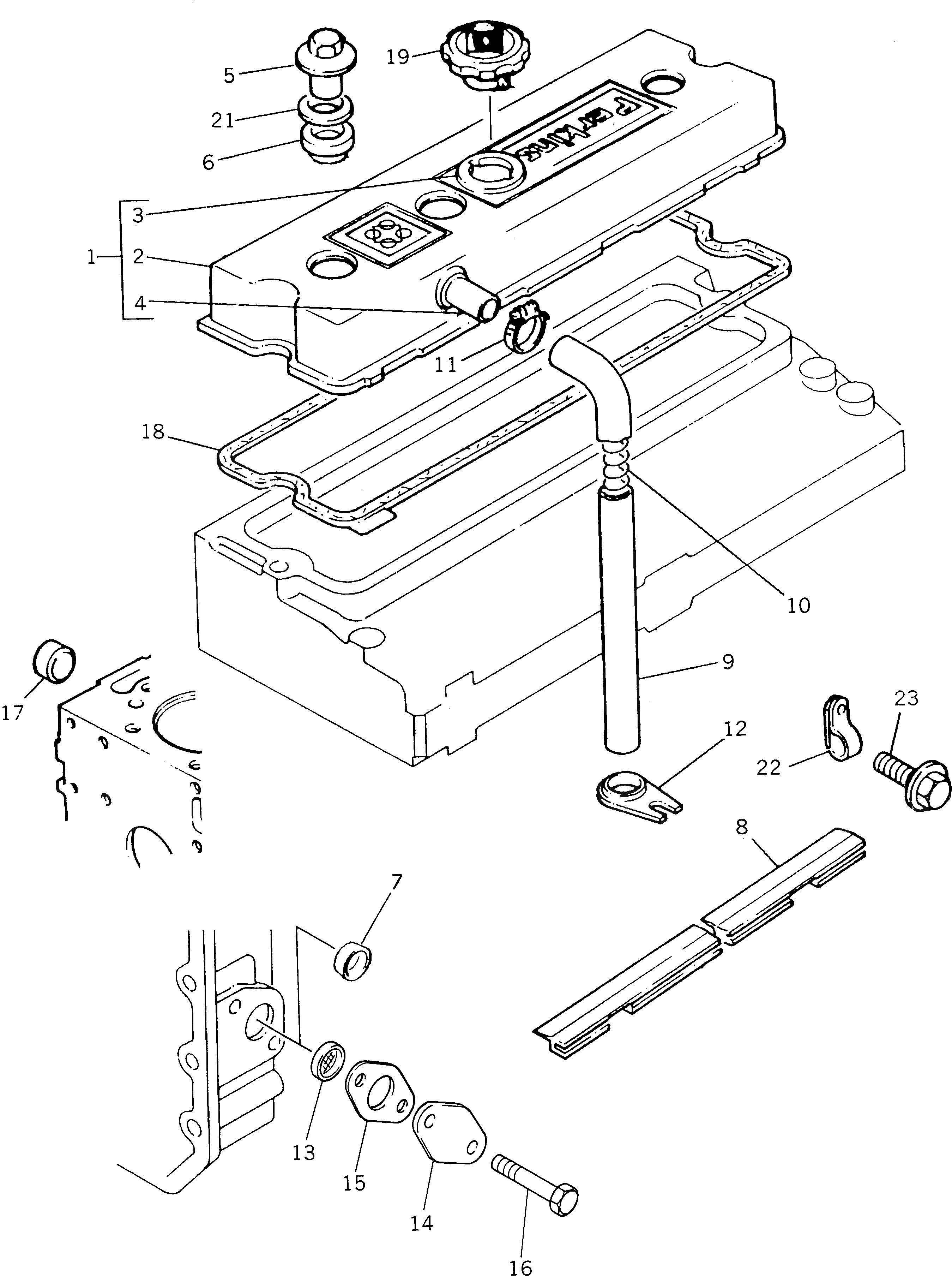 Схема запчастей Komatsu 1004-4TLR - СИСТЕМА СМАЗКИ МАСЛОНАЛИВНОЙ ПАТРУБОК И САПУН ГОЛОВКА ЦИЛИНДРОВ
