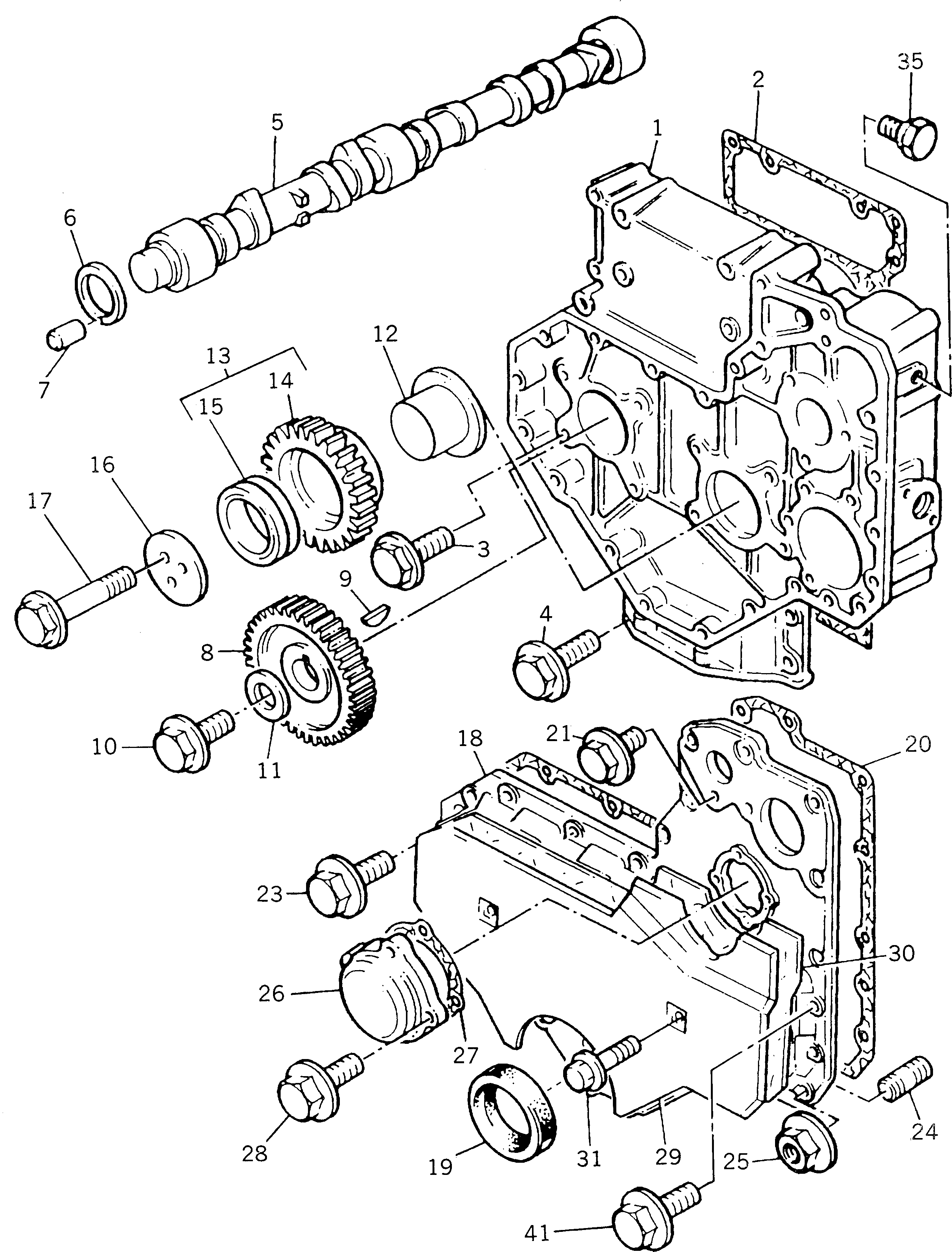 Схема запчастей Komatsu 1004-4TLR - TIMING ПРИВОД И РАСПРЕДВАЛ БЛОК ЦИЛИНДРОВ