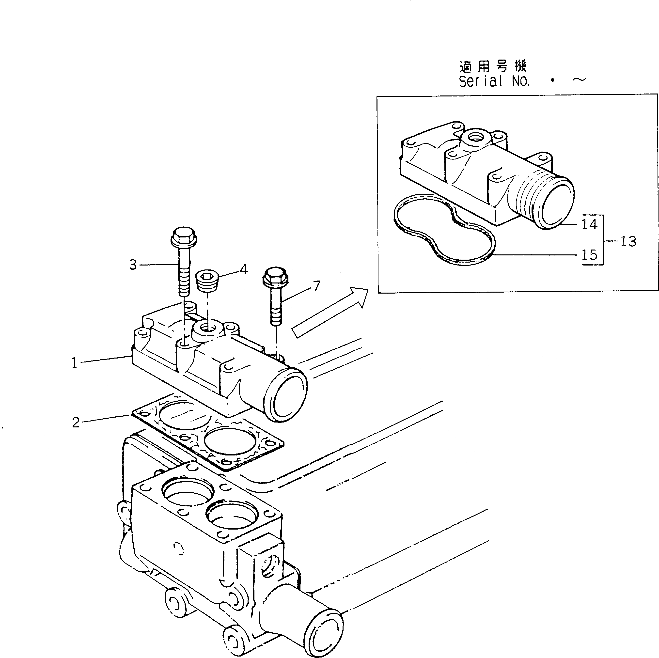 Схема запчастей Komatsu 1006-6TLR - ВОДН. ВЫПУСКН. И ВХОДН. ГОЛОВКА ЦИЛИНДРОВ