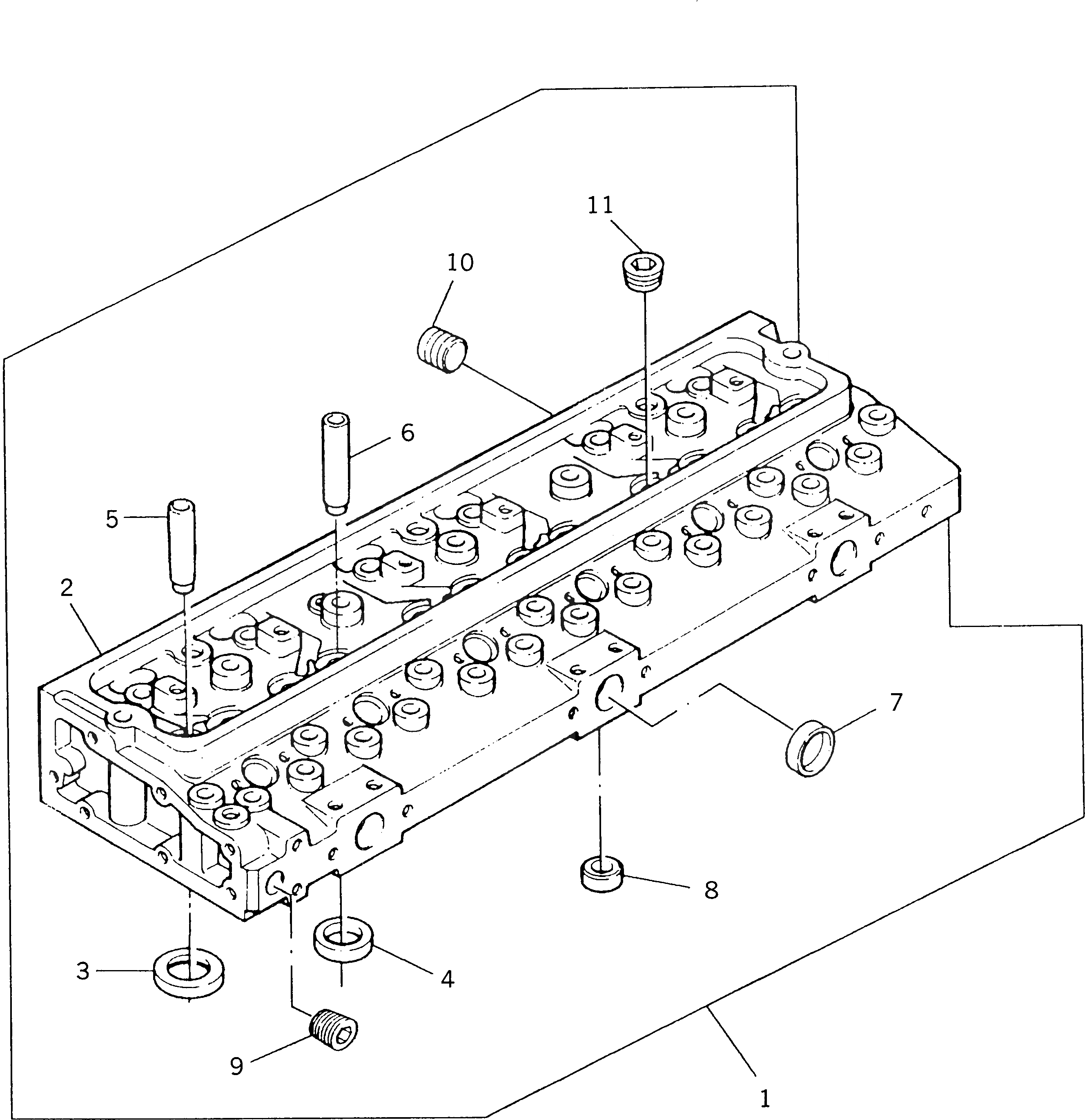 Схема запчастей Komatsu 1006-6T2 - ГОЛОВКА ЦИЛИНДРОВ (/)(№U8W-U9W) ГОЛОВКА ЦИЛИНДРОВ
