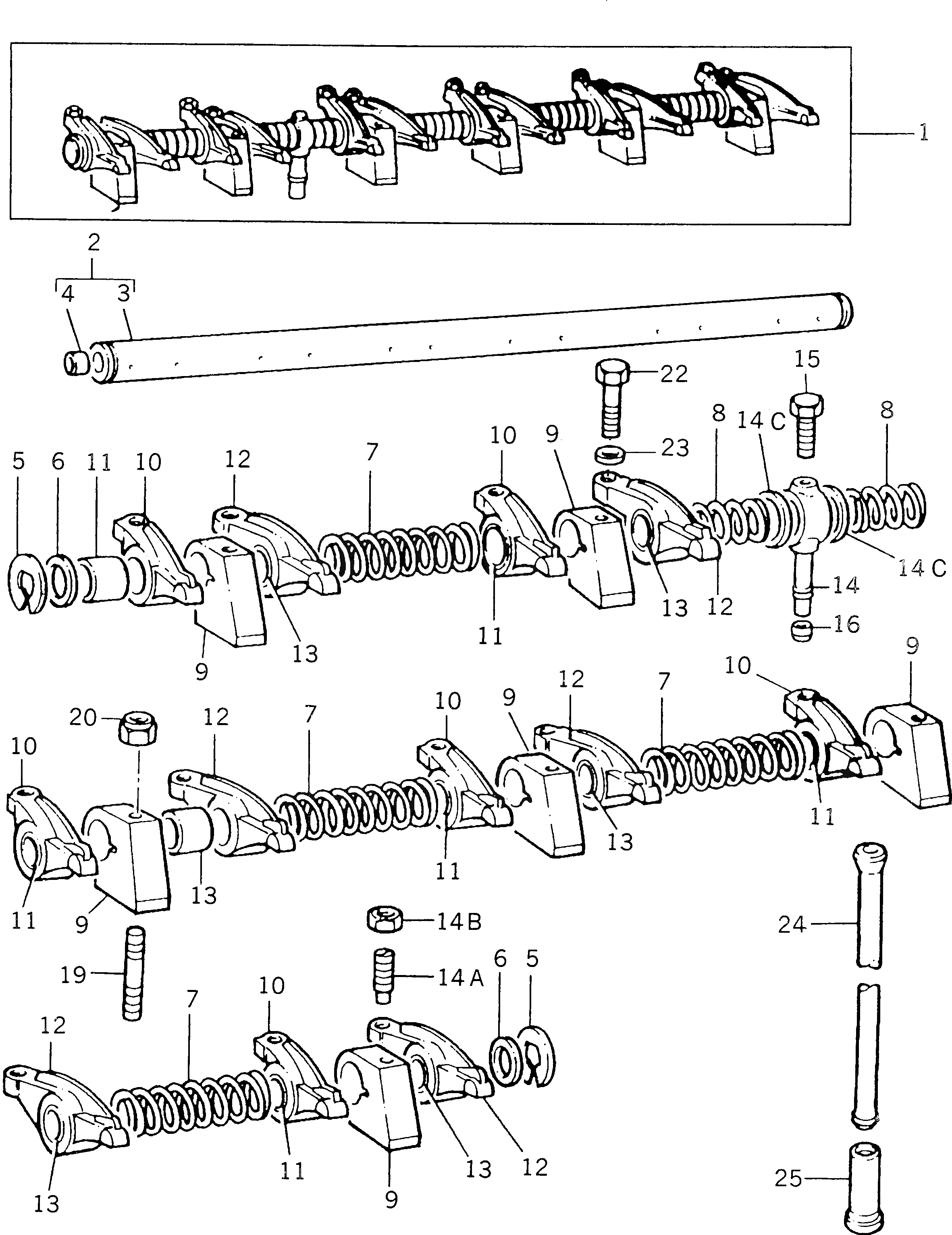 Схема запчастей Komatsu 1006-6T2 - КОРОМЫСЛО ВАЛ(№U8W-U9W) ГОЛОВКА ЦИЛИНДРОВ