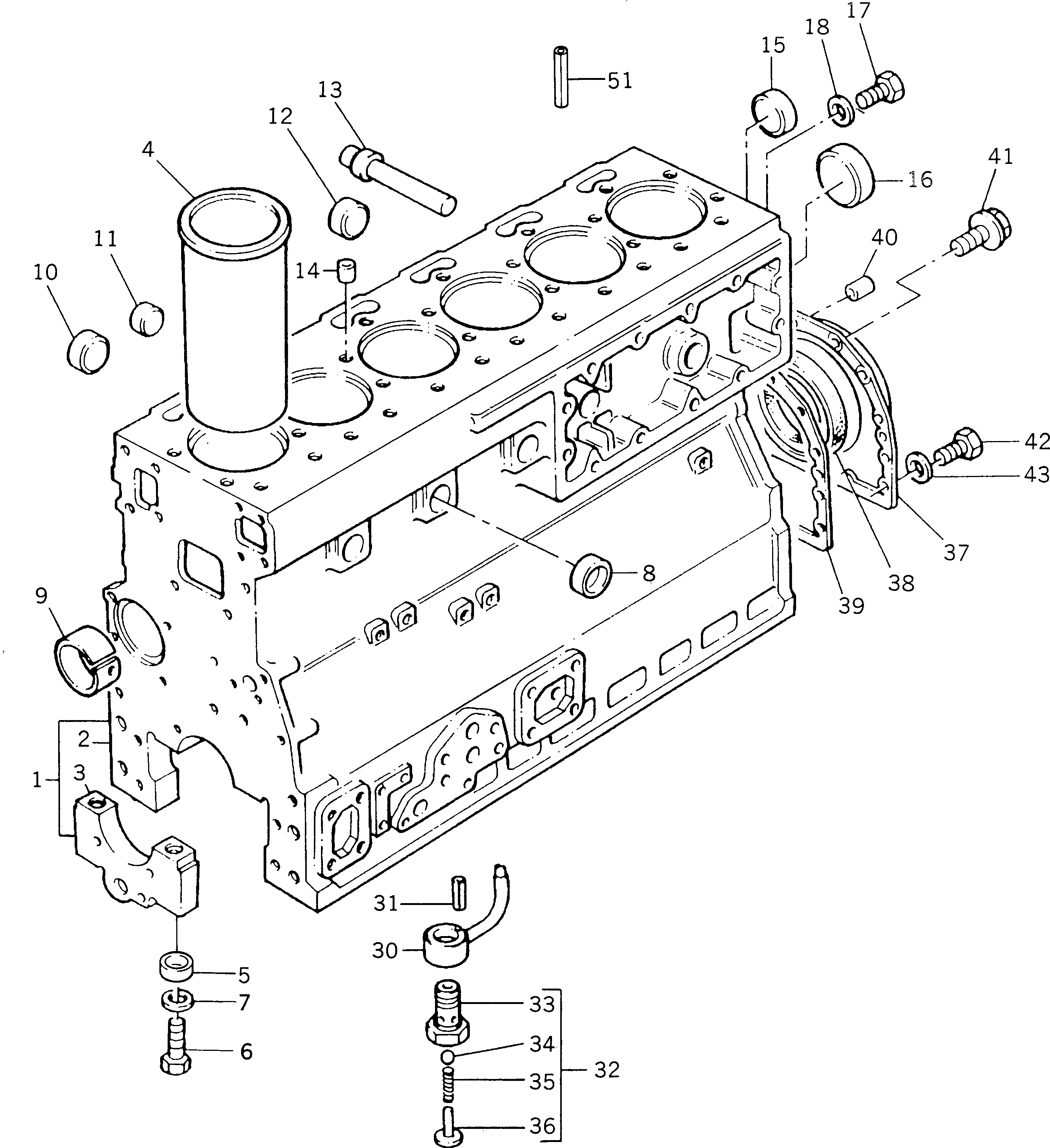 Схема запчастей Komatsu 1006-6T2 - БЛОК ЦИЛИНДРОВ(№UW-) БЛОК ЦИЛИНДРОВ