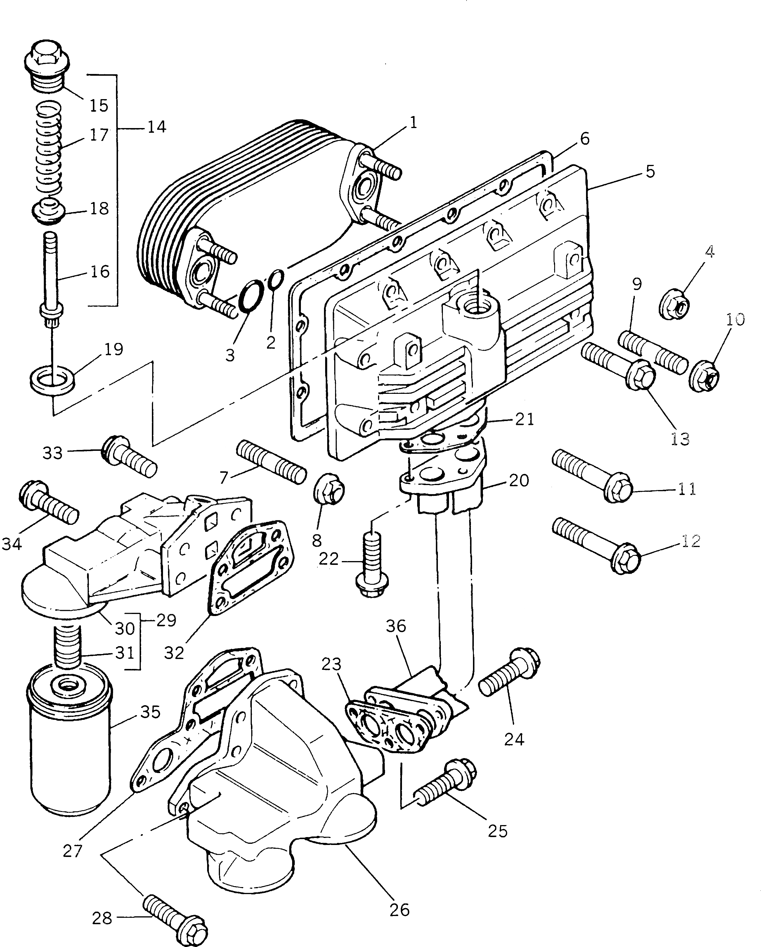 Схема запчастей Komatsu 1006-6T2 - МАСЛ. ФИЛЬТР И INTEGRAL МАСЛООХЛАДИТЕЛЬ СИСТЕМА СМАЗКИ МАСЛ. СИСТЕМА