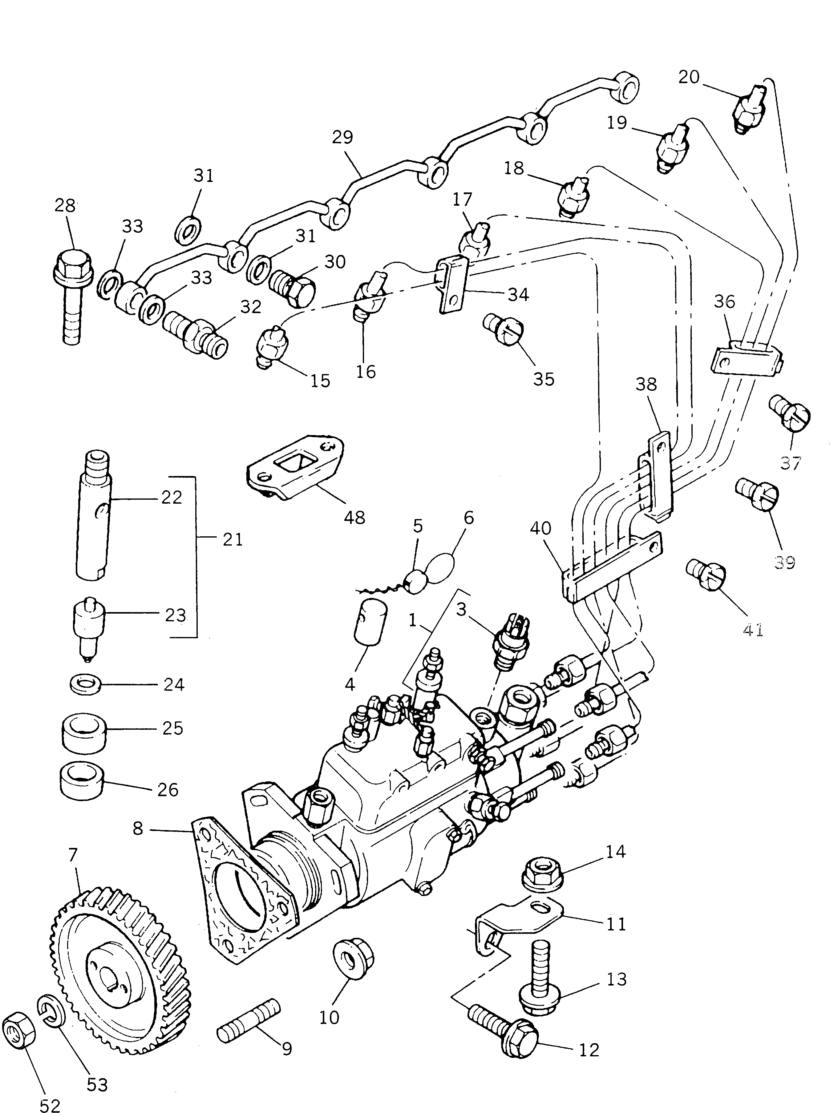 Схема запчастей Komatsu 1006-6T2 - ТОПЛИВН. ВПРЫСК ОБОРУД-Е (/) ТОПЛИВН. СИСТЕМА