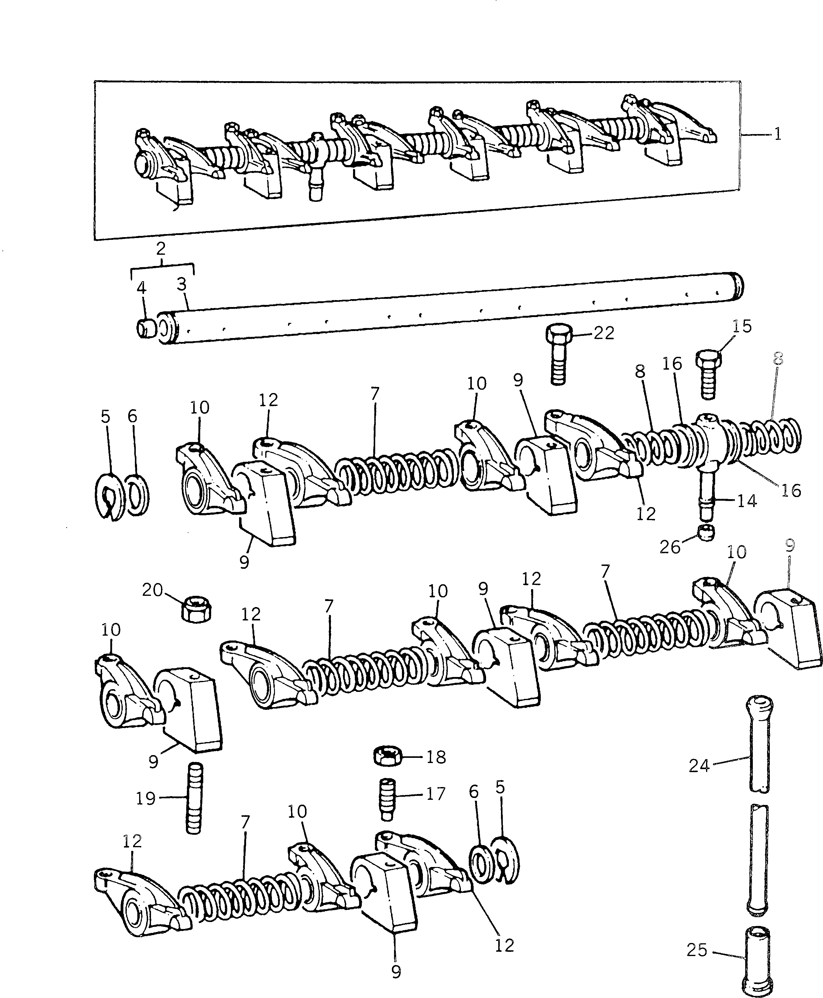 Схема запчастей Komatsu 1006-6TLR2 - КОРОМЫСЛО ВАЛ ГОЛОВКА ЦИЛИНДРОВ