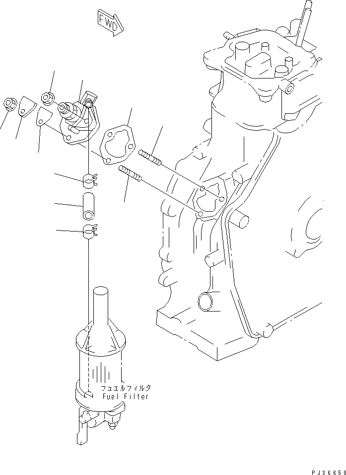 Схема запчастей Komatsu 1D75-1A - ТОПЛ. НАСОС И ТРУБЫ ТОПЛИВН. СИСТЕМА