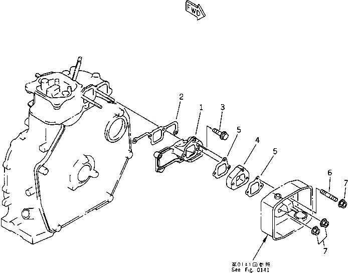Схема запчастей Komatsu 1D75-1B - ТРУБОПРОВОД ВПУСКА ВОЗДУХА ГОЛОВКА ЦИЛИНДРОВ