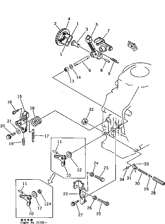 Схема запчастей Komatsu 1D75-1B - РЕГУЛЯТОР(№-) ТОПЛИВН. СИСТЕМА