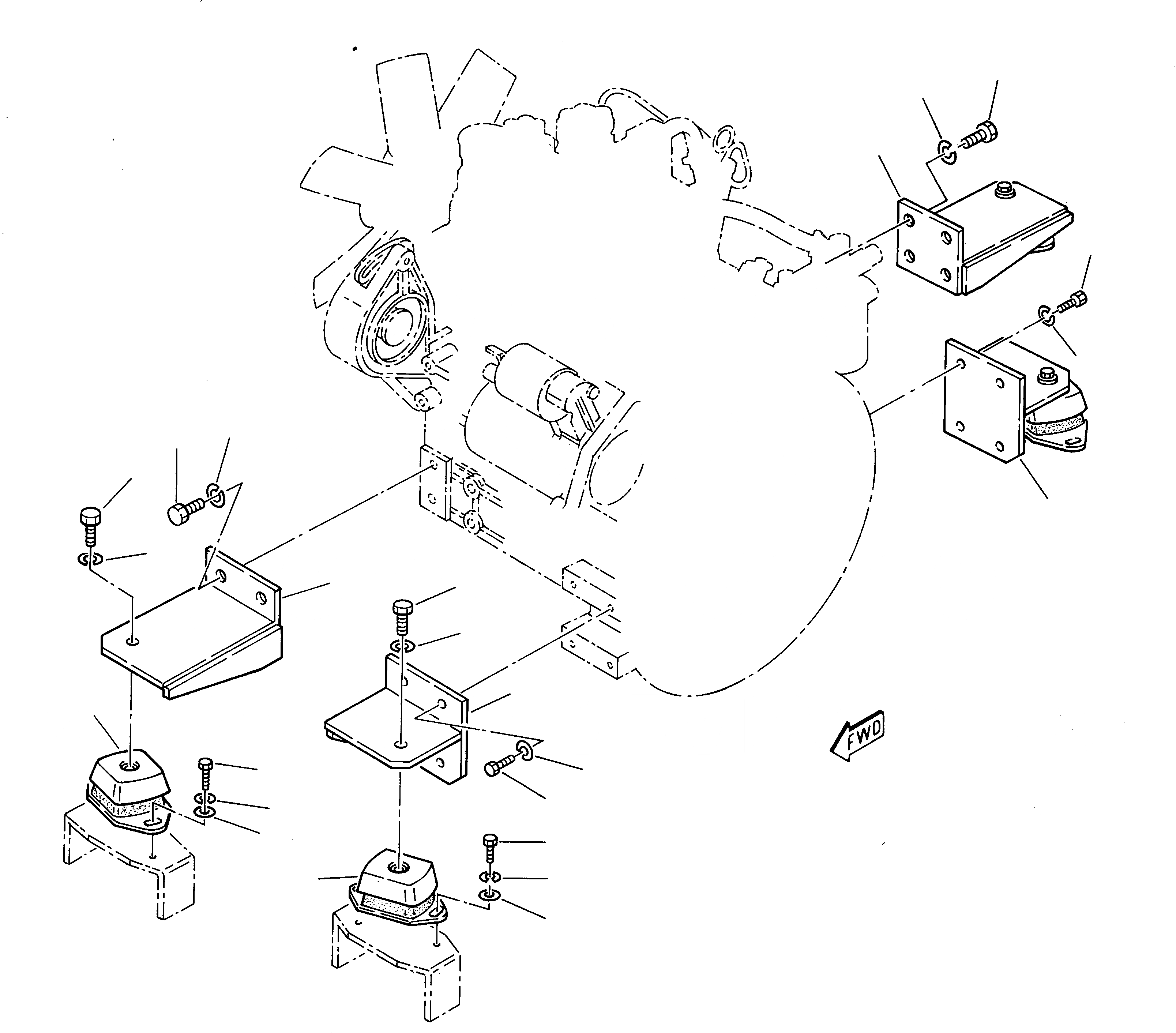 Схема запчастей Komatsu 212 - КРЕПЛЕНИЕ ДВИГАТЕЛЯ КОМПОНЕНТЫ ДВИГАТЕЛЯ И ЭЛЕКТРИКА