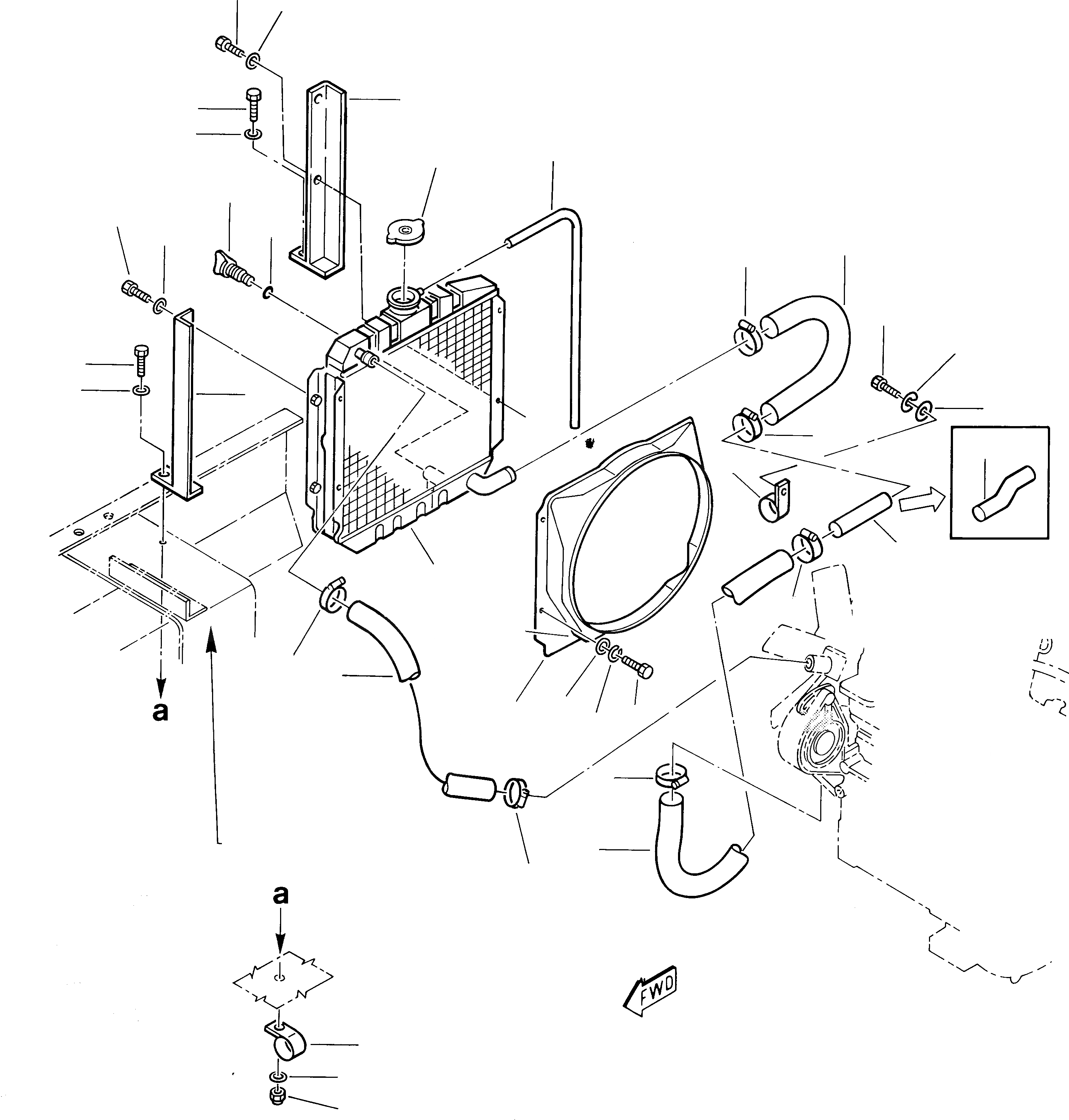 Схема запчастей Komatsu 212 - РАДИАТОР И ТРУБЫ КОМПОНЕНТЫ ДВИГАТЕЛЯ И ЭЛЕКТРИКА