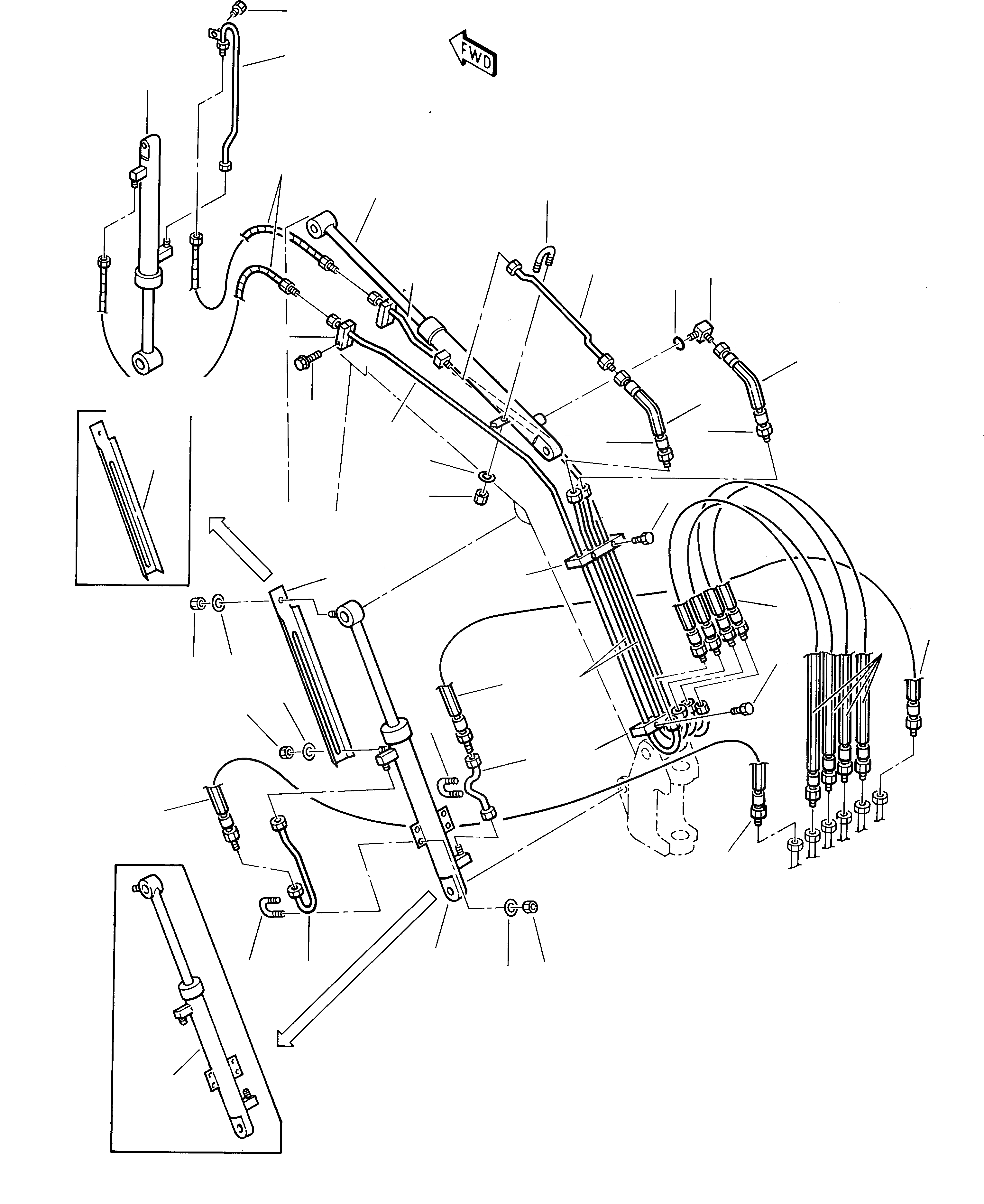 Схема запчастей Komatsu 212 - ГИДРОЛИНИЯ: СТРЕЛА И РУКОЯТЬ - КОВШ (СПЕЦ-Я TBG) РАБОЧЕЕ ОБОРУДОВАНИЕ